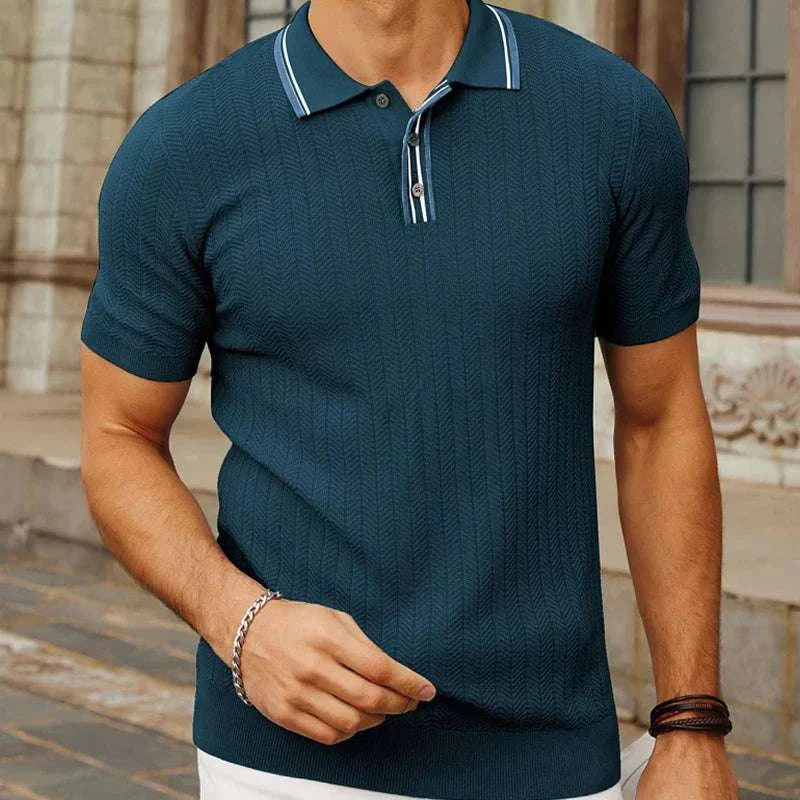 Breathable Summer Knit Polo Shirt for Men - Casual Comfort Fit Cotton Top for Outdoor Activities & Office Wear