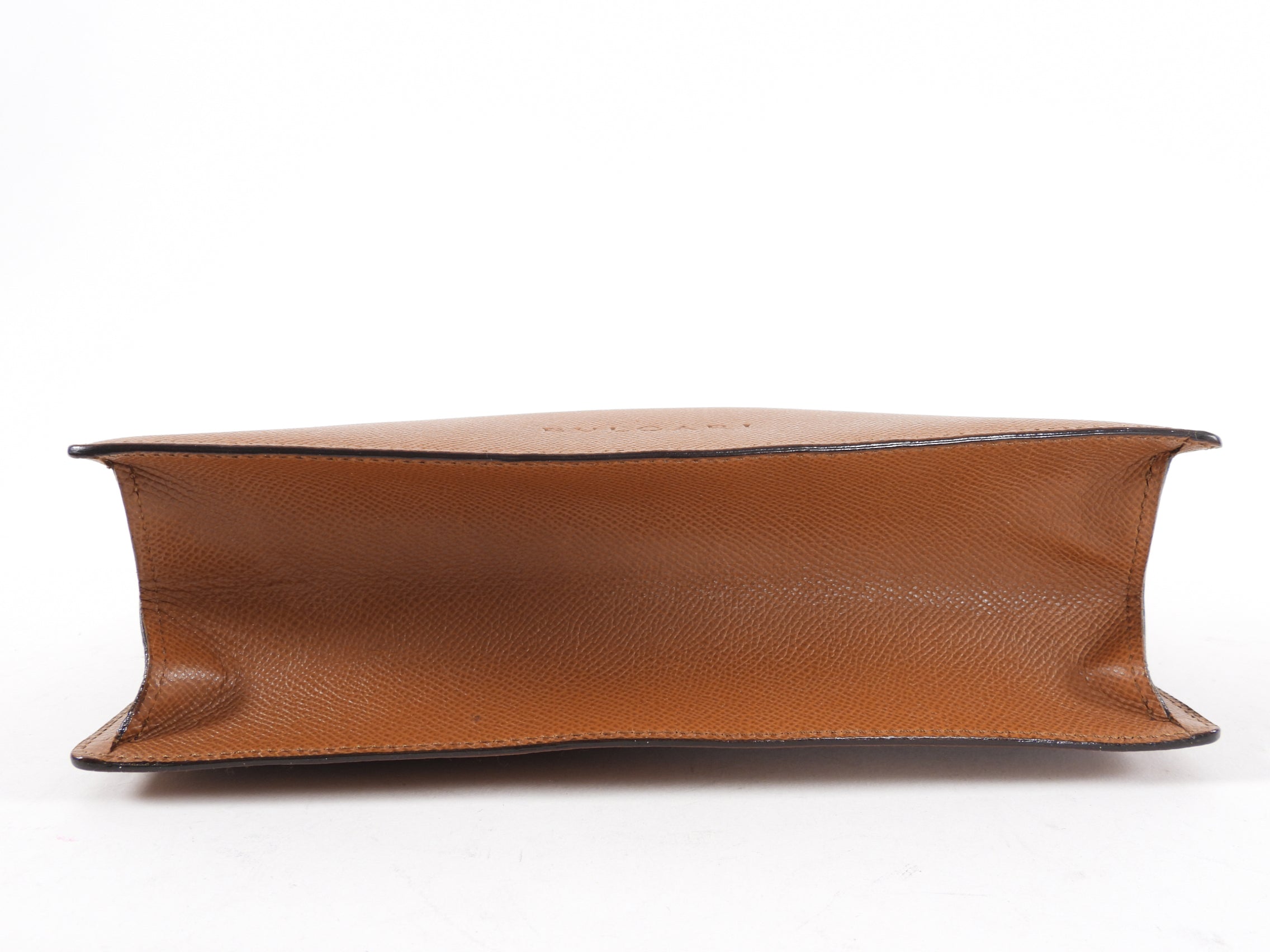 Bvlgari Cognac Brown Leather Travel Pouch - Luxury Zip Toiletry Bag for Men & Women - Perfect for Travel, Gym, and Everyday Essentials