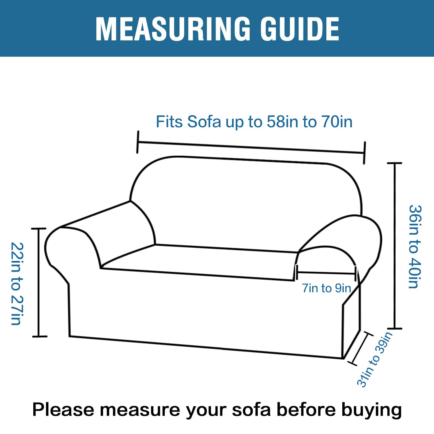 H.VERSAILTEX Stretch Sofa Cover for 2 Cushion Couch - Washable Elastic Bottom Jacquard Fabric Loveseat Cover (58