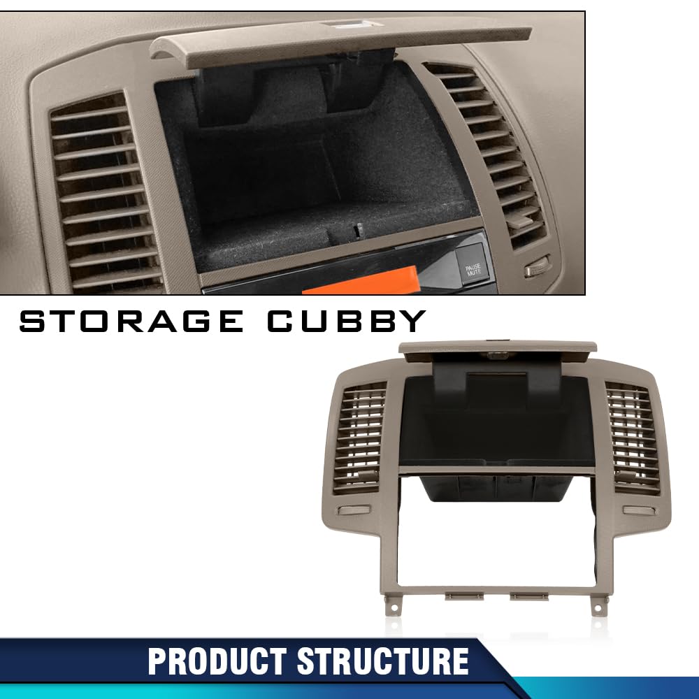 2005-2006 Nissan Altima PIT66 Center Dash Radio Bezel with Storage Vents & Glove Box - Brown Replacement Part for Car Interior Upgrade | Perfect for DIY Installation & Vehicle Restoration Projects