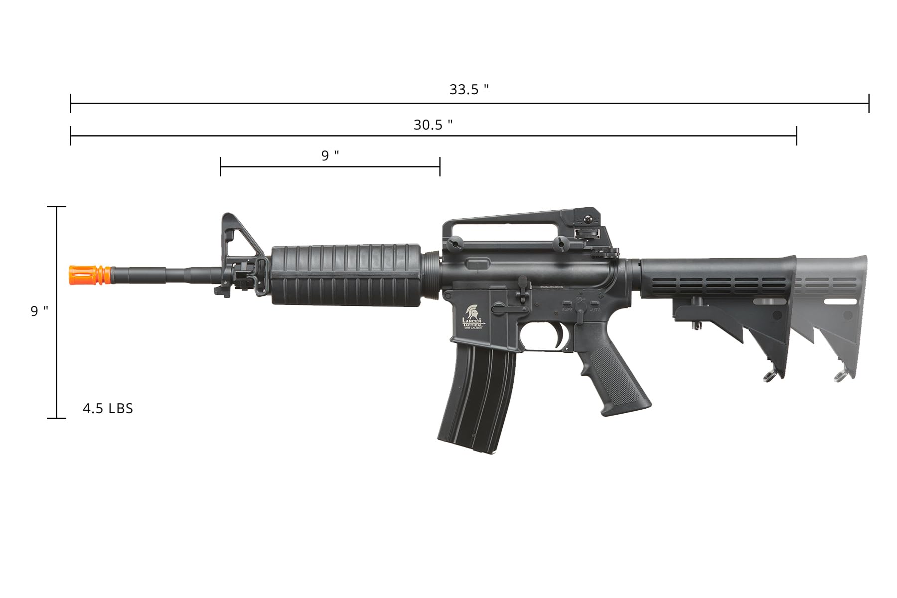 Lancer Tactical M4A1 Gas Blowback Airsoft Rifle - Full Metal RIS Rail System & Carbine Style | Perfect for MilSim, Tactical Training & Competitive Airsoft Games