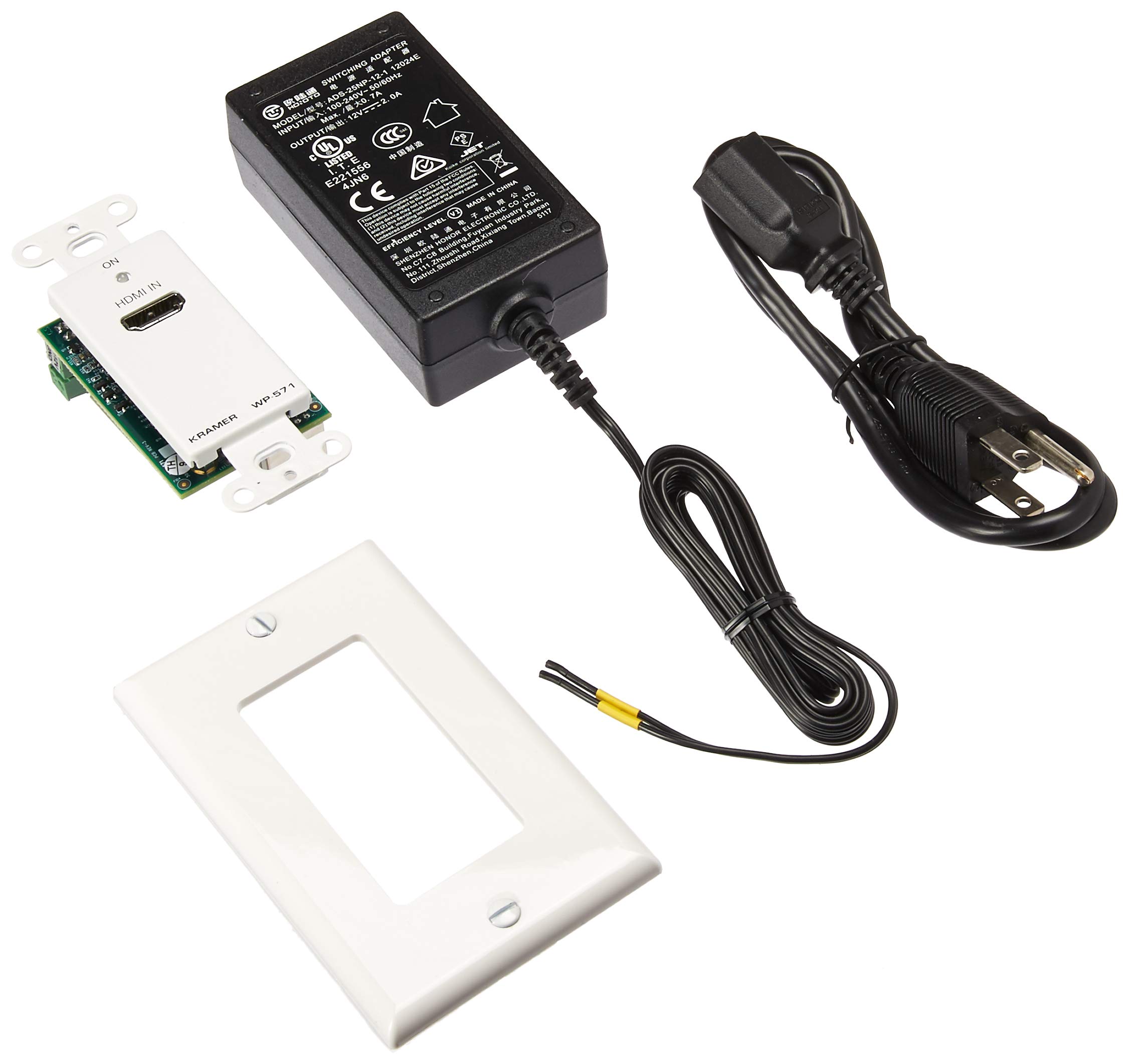 Kramer Electronics Active 1-Gang Wall Plate HDMI Over Cat5e/Cat6 Extender Transmitter - White (WP-571) for Home Theater & Professional AV Installations