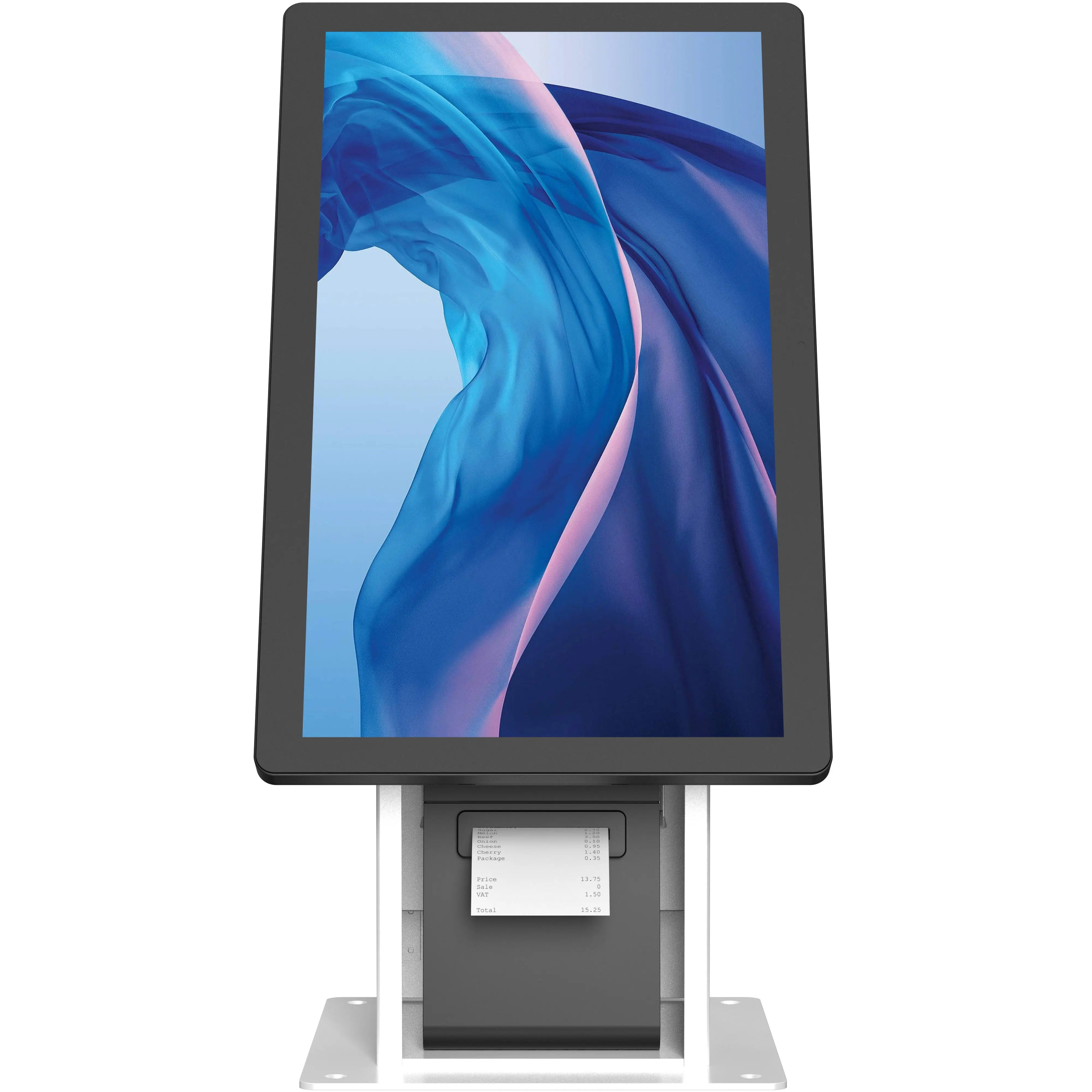 Self Service Kiosk with Built-in Printer and Storage Compartment - Touchscreen POS Terminal for Retail, Restaurant, and Business Use