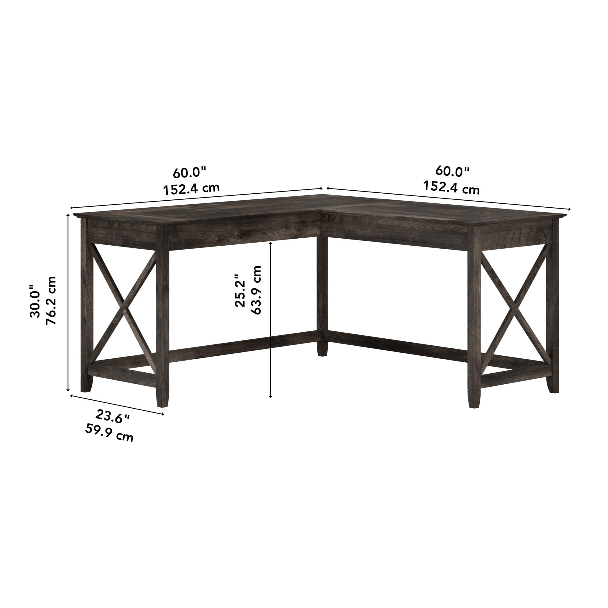 Bush Furniture 60-inch L-Shaped Desk - Modern Farmhouse Home Office Desk for Work & Study