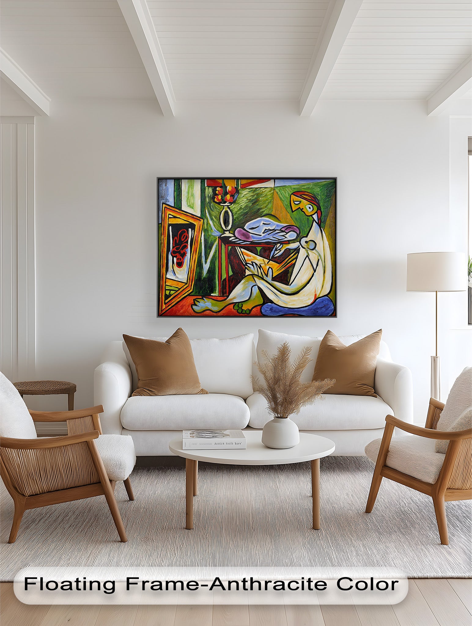Abstract Interior Scene Picasso Style Oil Painting - Handmade Wall Art for Living Room, Bedroom & Office Decor