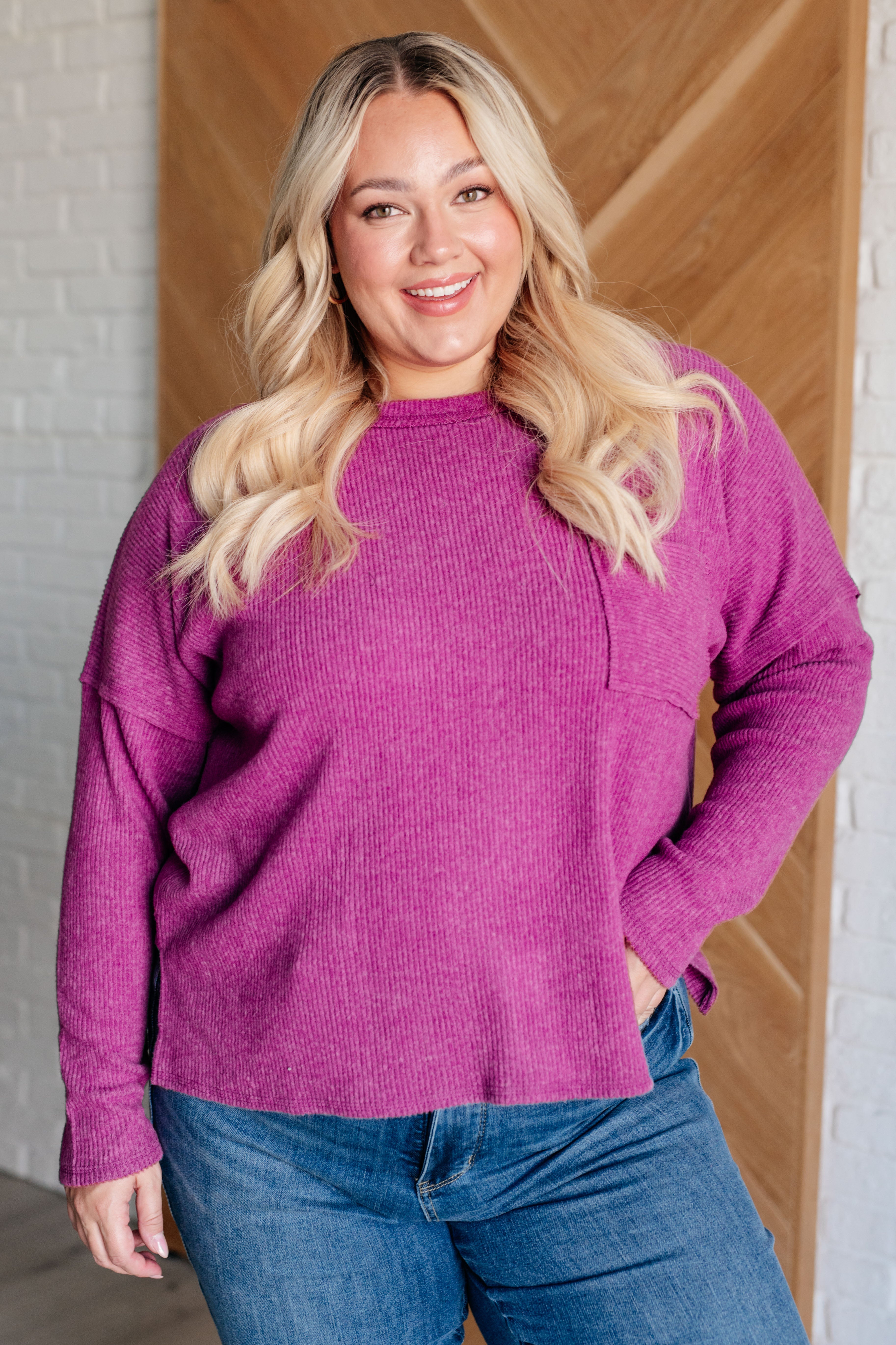 Casual Tuesday Ribbed Knit Sweater for Women - Light Plum Color | Soft Comfortable Pullover for Fall & Winter | Perfect for Office, Date Night & Weekend Outfits