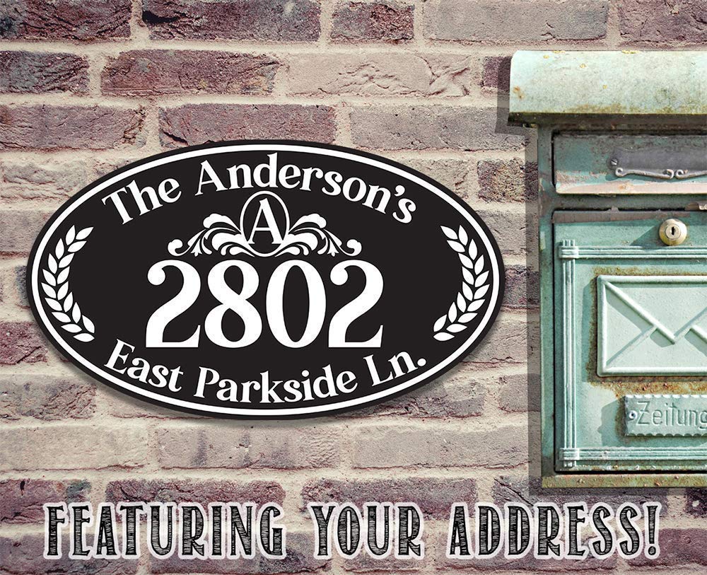 Custom Oval House Number Sign - Personalized Outdoor Address Plaque for Yard & Front Door - Durable Metal Home Signage - Perfect Housewarming Gift for New Homeowners (Ideal for Curb Appeal & Home Decoration)