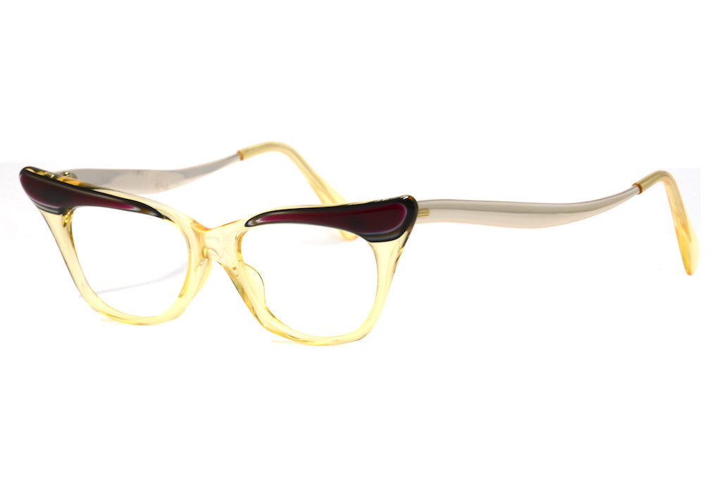 Vintage 1950s Red & Crystal Cat Eye Sunglasses - Retro Fashion Accessory for Women, Perfect for Outdoor, Beach & Party Wear
