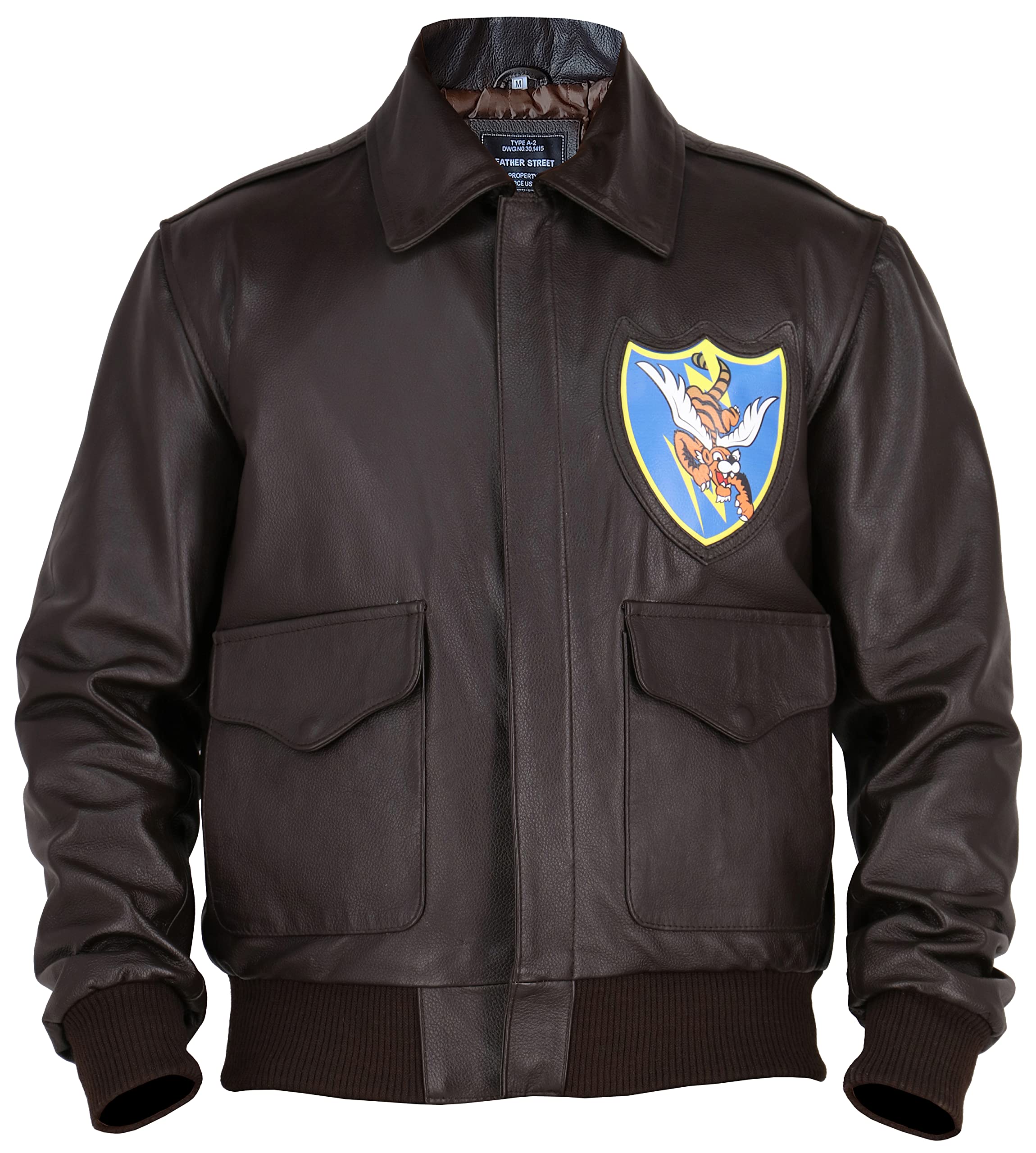 Authentic A2 Aviator Brown WWII Flying Tiger Jacket - Vintage Pilot Leather Bomber Jacket for Men - Perfect for Aviation Enthusiasts & Historical Reenactments