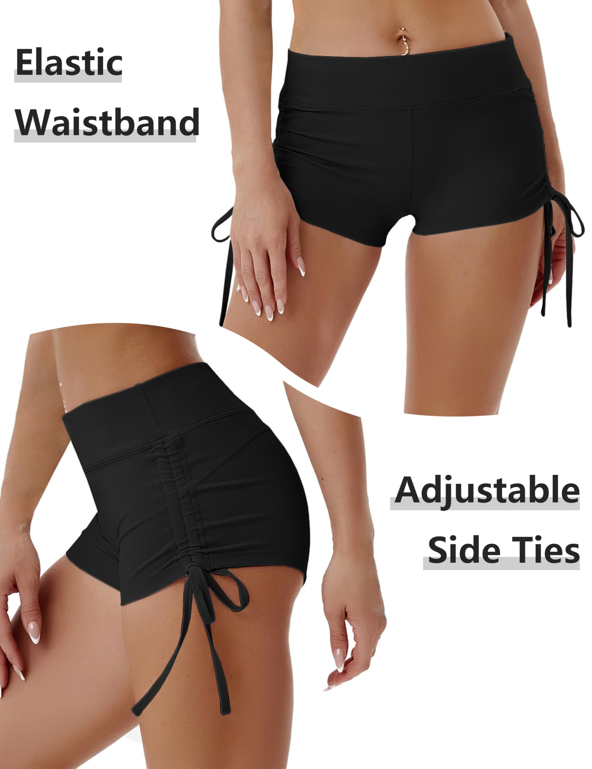 BUBBLELIME Women's High Waisted Yoga Shorts - Sexy Booty Lifting Workout Shorts with Adjustable Side Ties, Moisture Wicking & Tummy Control for Running, Gym, Fitness & Lounge Wear