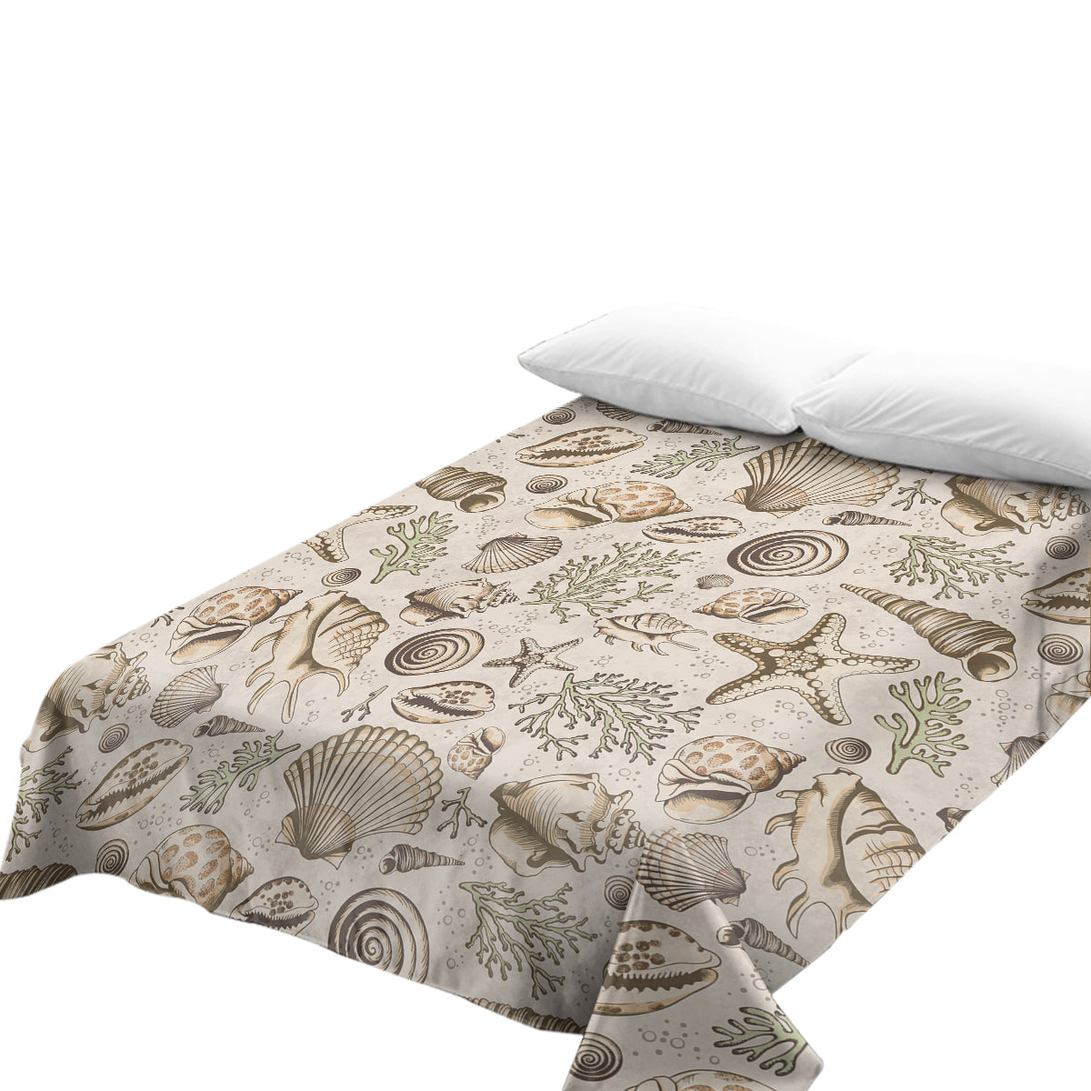 Premium Brown Seashells Sheet Set - Soft & Breathable 100% Cotton Bedding - Perfect for Beach House, Guest Room & Coastal Decor