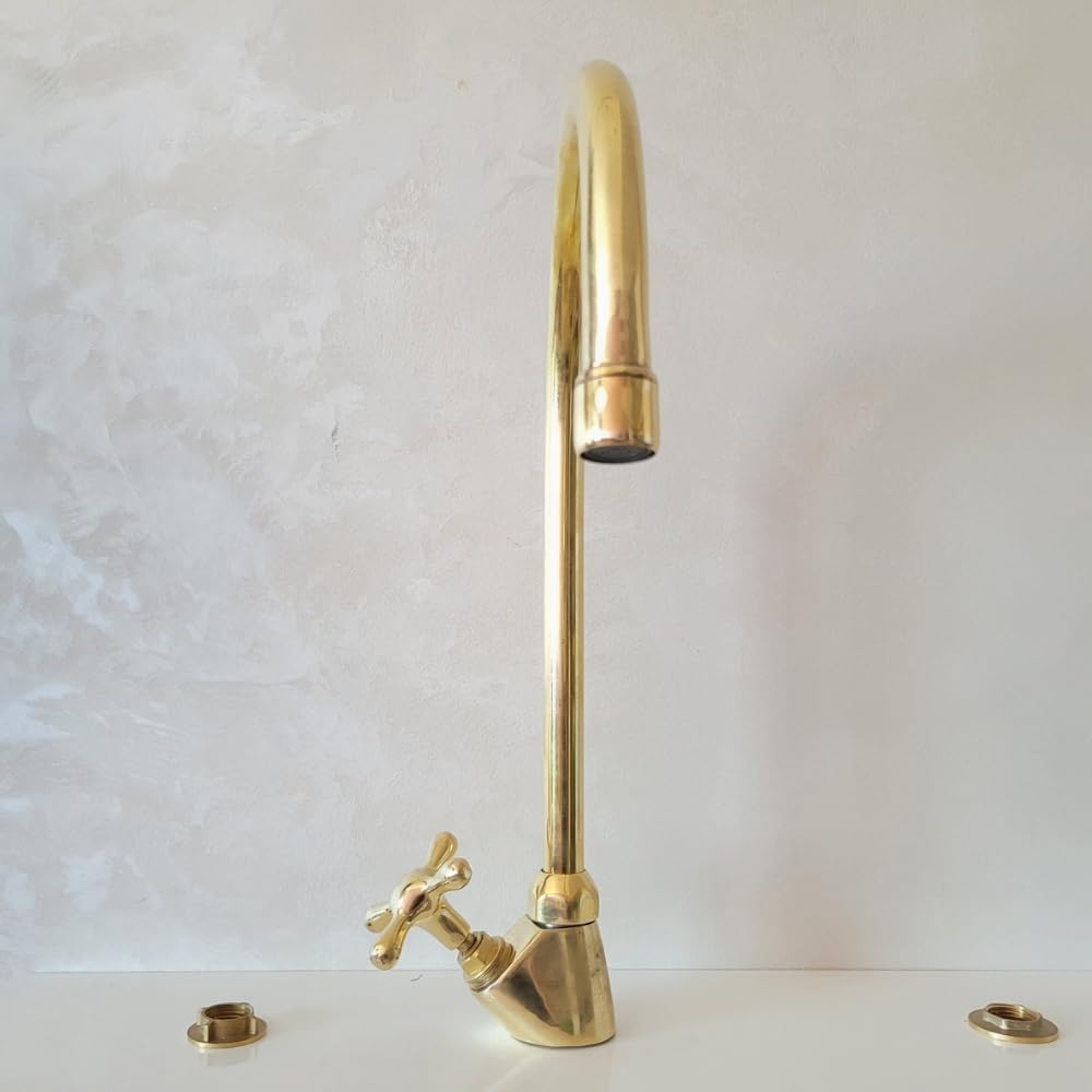 Unlacquered Brass Single Handle Cold Water Faucet - Brass Drinking Water Dispenser for Kitchen & Bar Use
