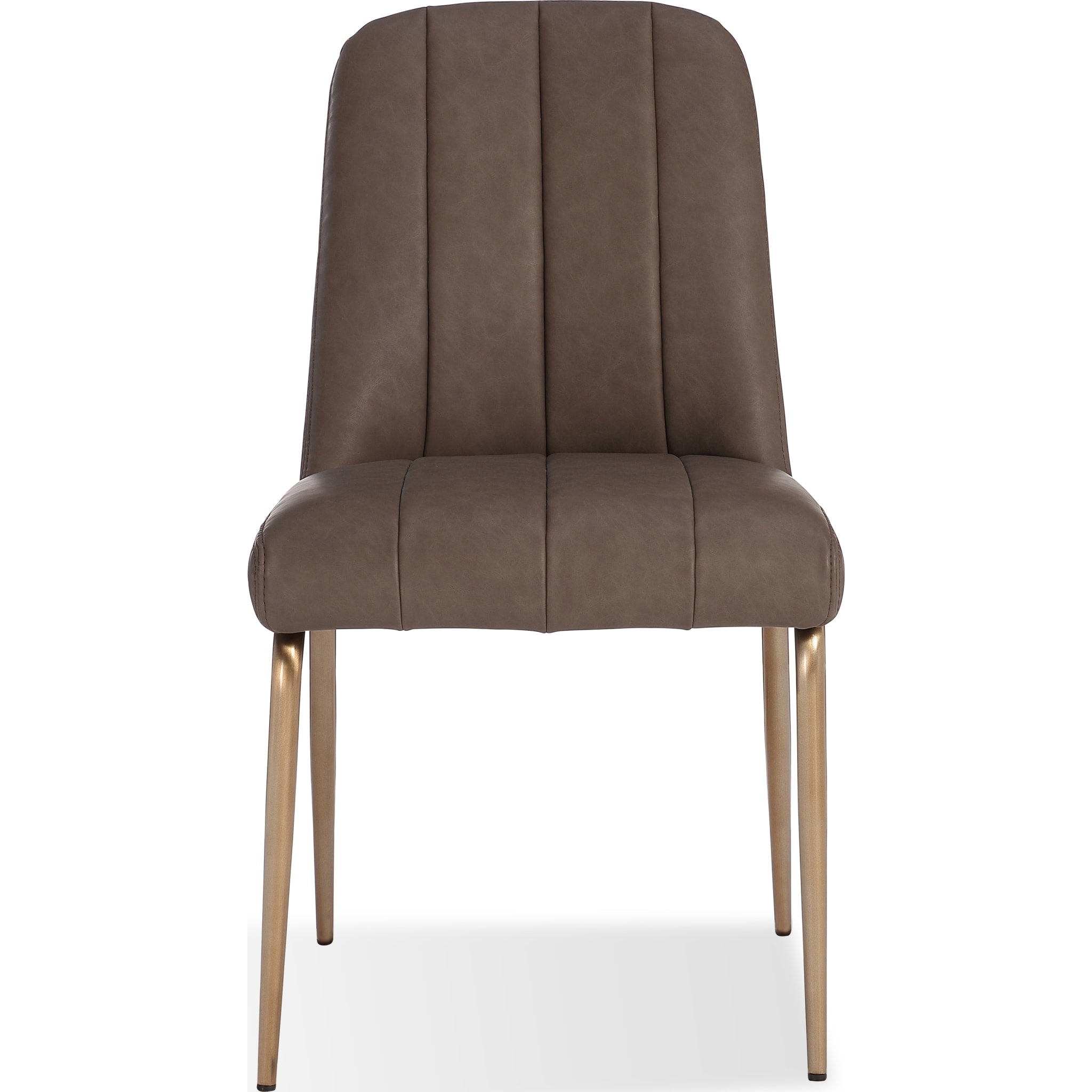 Apollo Upholstered Dining Chair - Cinnamon PU Leather with Brushed Bronze Metal Frame - Modern Kitchen & Dining Room Furniture for Home & Restaurant Use