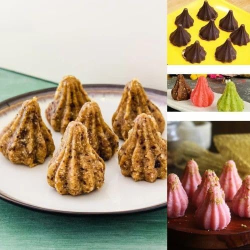 Skytail 6 & 15 Cavity Silicone Modak Molds for Ganesh Chaturthi Festival - Ganpati Bappa Decorations, Mithai, Chocolate, Candy, Sweets, Cakes, Desserts, Cupcakes & Dumplings - Perfect for Hindu Festivals, Home Baking & Party Treats