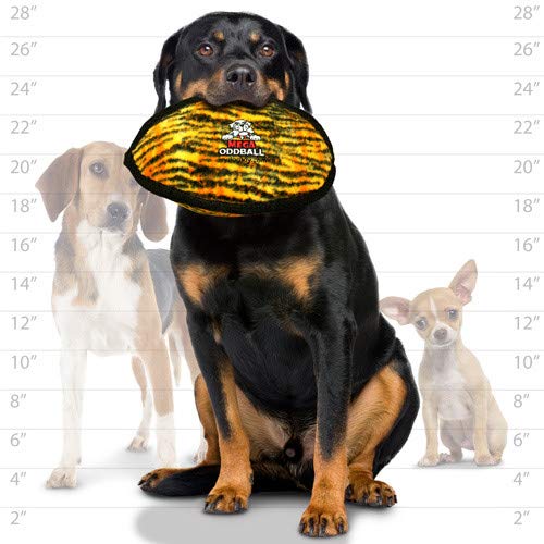 TUFFY - World's Toughest Soft Dog Toy - MEGA Odd Ball - No Squeakers - Multi-Layer Durable Design for Aggressive Chewers - Interactive Play (Tug, Toss & Fetch) - Machine Washable & Floats - Tiger Print 2-Pack - Perfect for Outdoor Play, Beach Trips & Water Fetch Games