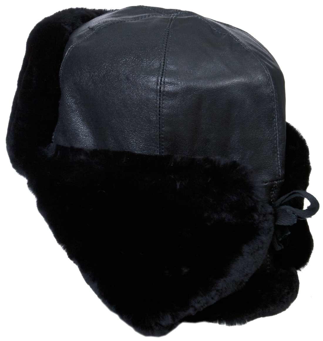 Authentic Genuine Leather & Sheepskin Russian Naval Officer Winter Hat - Military Style Army Officer Ushanka for Cold Weather & Outdoor Adventures