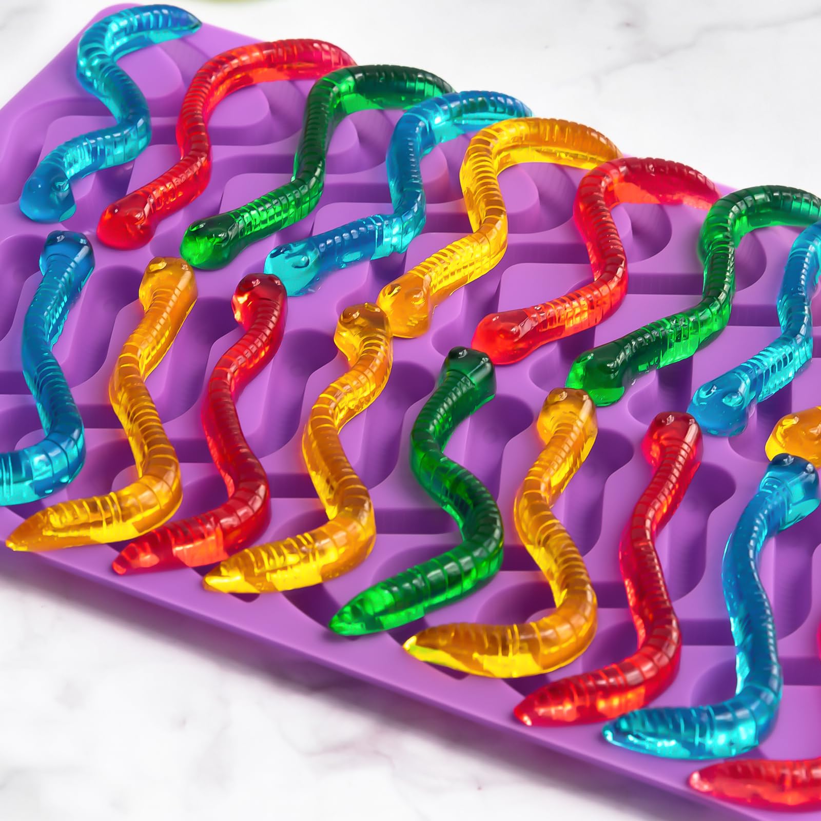 Non-Stick Silicone Gummy Worm Molds - BPA Free Candy Making Kit for Kids with Droppers & Brush - Perfect for DIY Fruit Snacks & Party Treats