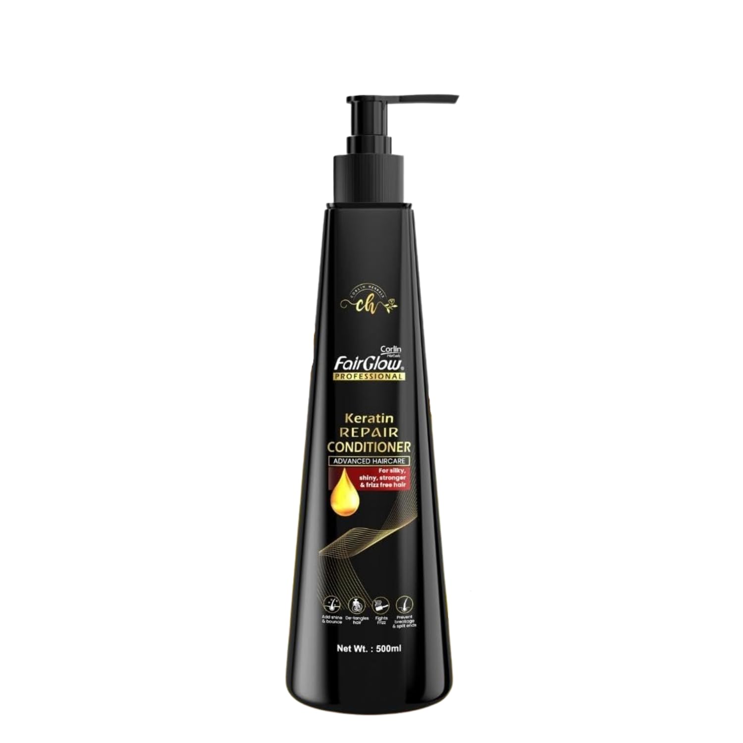 Corlin Fair Glow Keratin Repair Conditioner 500ml - Deep Moisturizing for Silky, Shiny, Stronger & Frizz-Free Hair | Salon-Quality Hair Treatment for Damaged & Dry Hair at Home