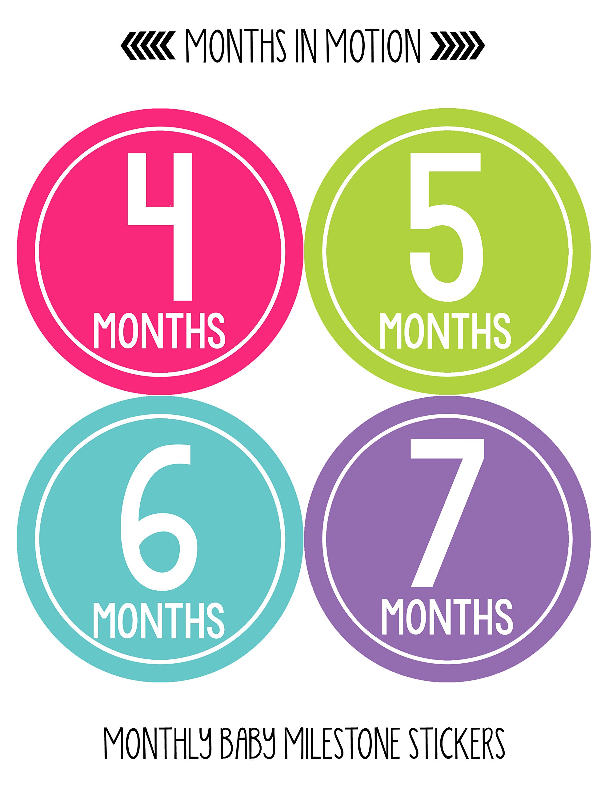 Baby Monthly Milestone Stickers - Newborn Girl Growth Tracking Stickers - Set of 20 Adhesive Photo Props for Baby's First Year - Perfect for Baby Photo Albums, Scrapbooking & Monthly Milestone Pictures