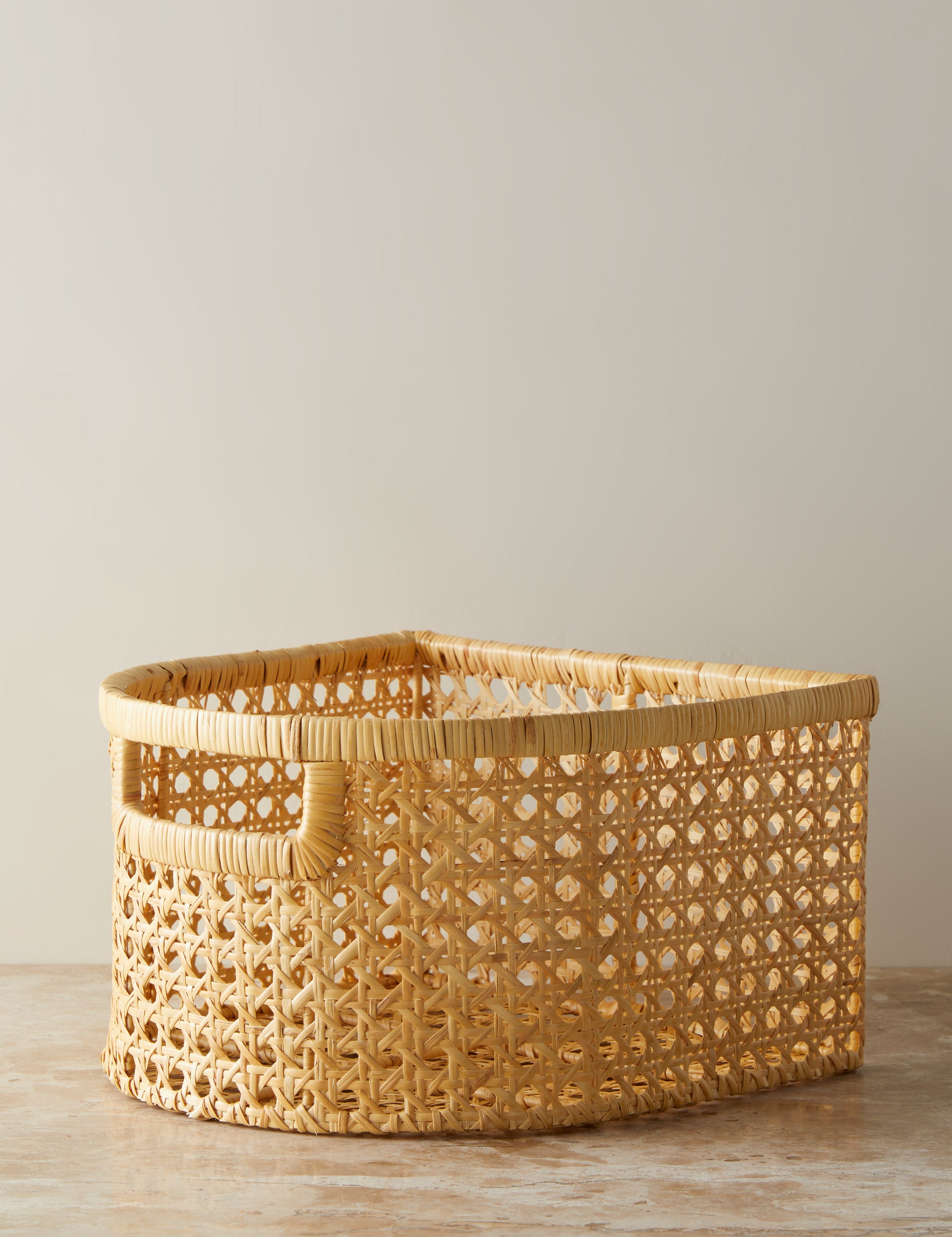 Sarah Sherman Samuel Handwoven Natural Cane Basket - Boho Home Decor, Storage Organizer for Living Room, Bedroom, or Office