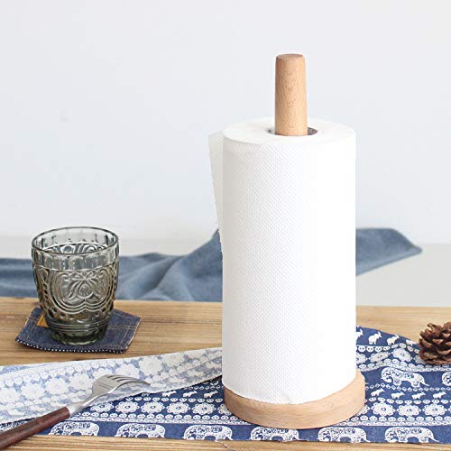 Wooden Paper Towel Holder Stand - Countertop & Cabinet Organizer for Kitchen, Bathroom | Space-Saving Towel Roll Rack for Home & Office Use