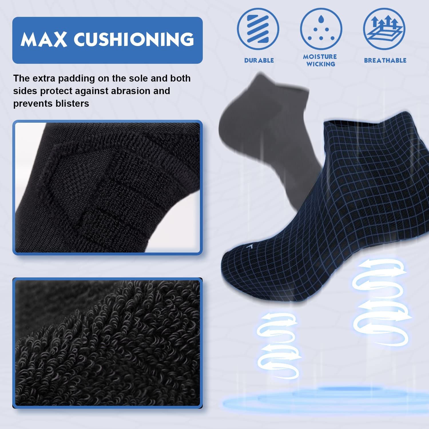 **Hylaea Athletic Running Socks - Cushioned, Moisture-Wicking Low Cut Socks for Men & Women - Perfect for Jogging, Gym & Marathon Training**