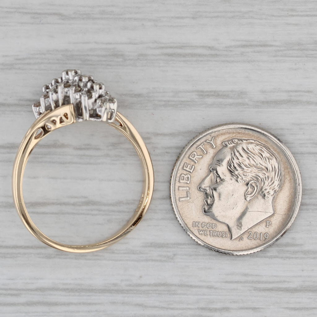0.25ctw Diamond Cluster Bypass Ring in 14k White & Yellow Gold - Size 6.5 | Elegant Wedding Band, Anniversary Gift, or Everyday Luxury Jewelry