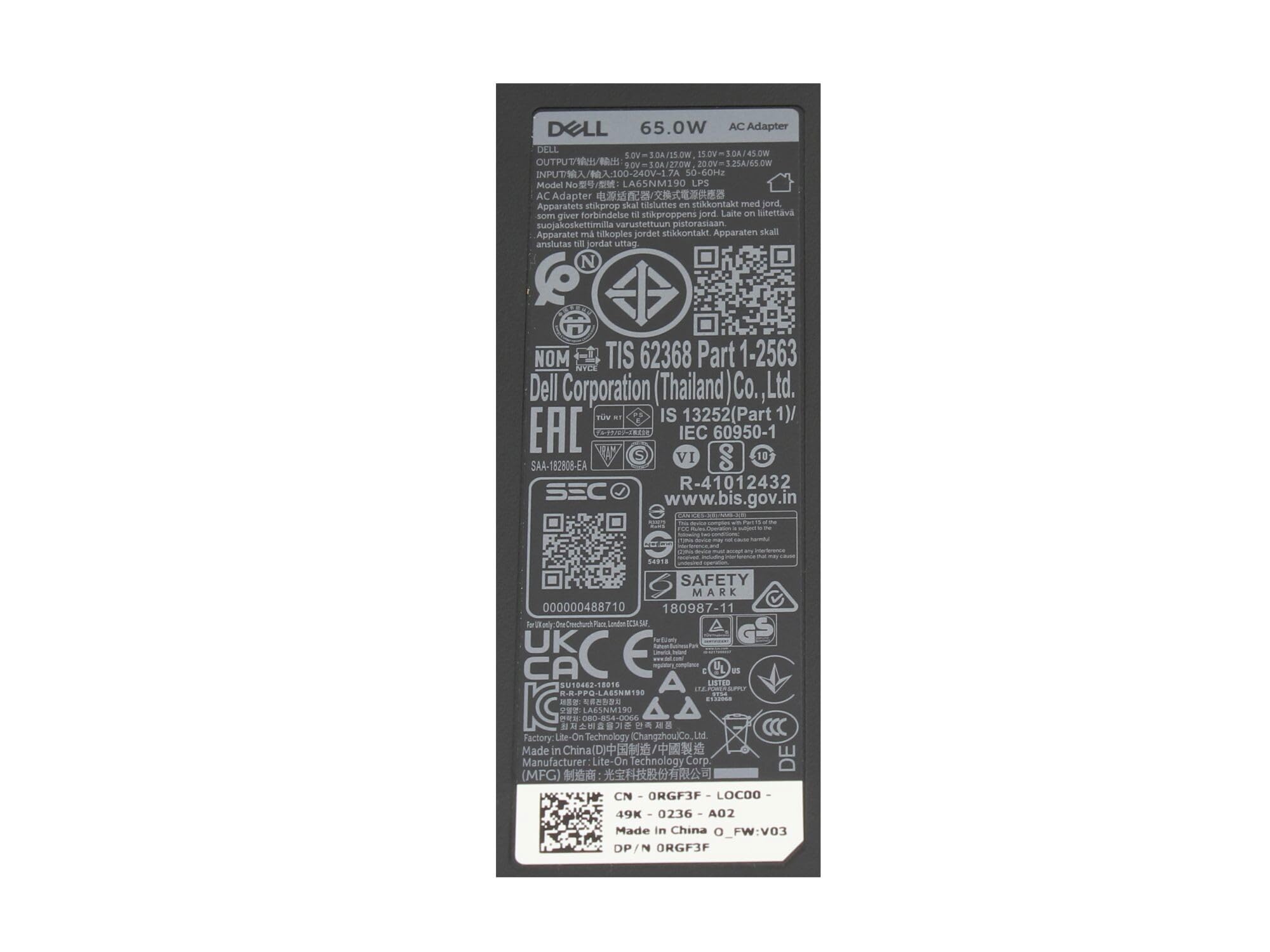 Original Title: Dell Latitude 13 (7310) USB-C Charger 65W   Optimized Title: **Dell Latitude 7310 65W USB-C Laptop Charger - Fast Charging Power Adapter for Dell Latitude 13 (7310) & Compatible Devices - Home, Office, Travel Use**