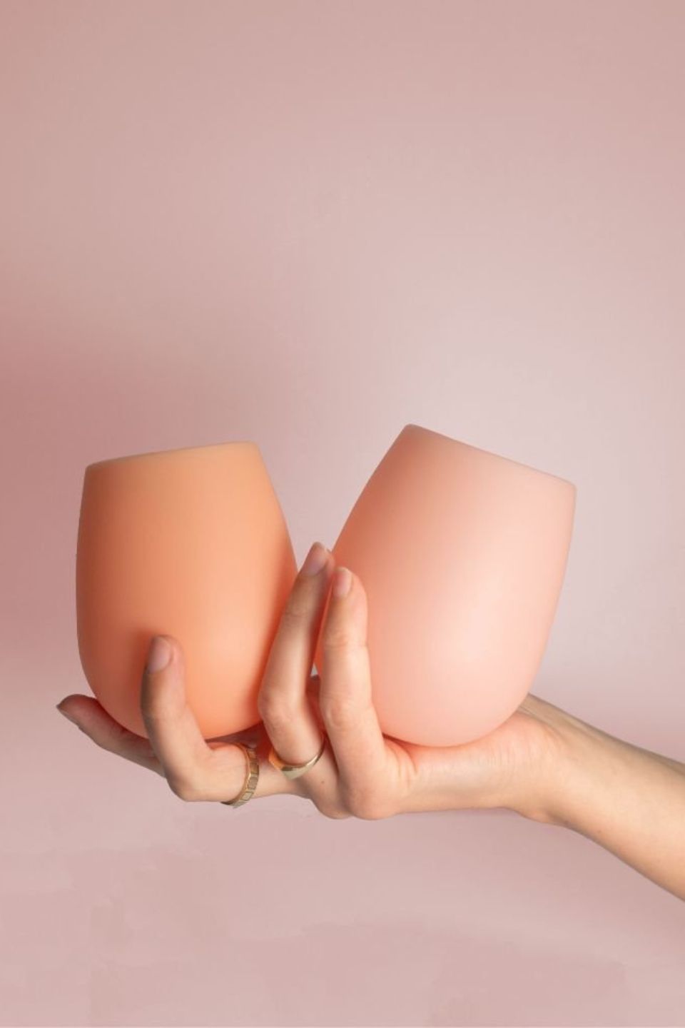 Fegg Peach Silicone 2 Pack Foldable Travel Tumbler - Leak Proof Collapsible Water Bottle for Hiking, Camping & Outdoor Activities