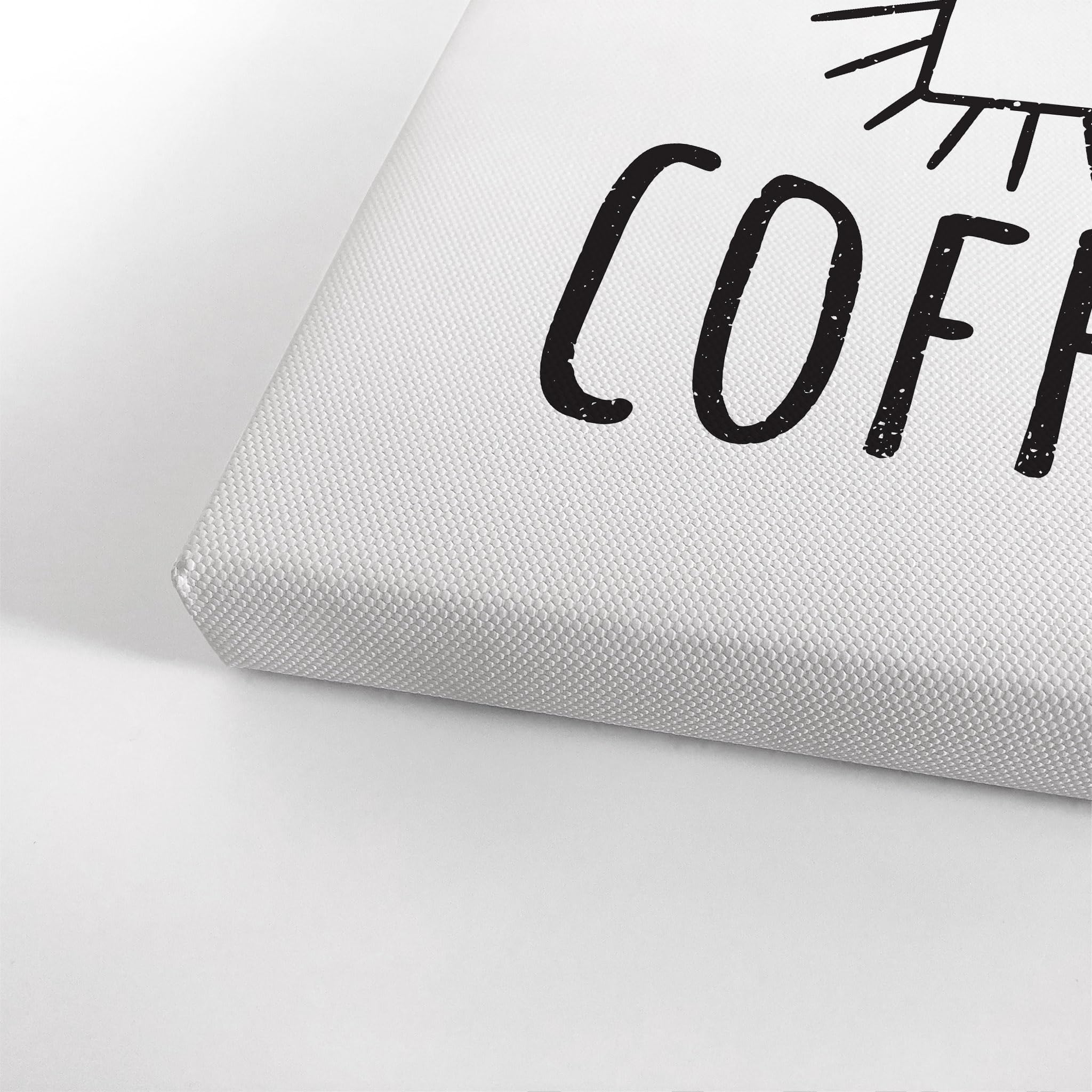 Peace Love Coffee Black & White Canvas Wall Art Print - 36x24 Inches, Farmhouse Kitchen Decor, Inspirational Quote Sign for Coffee Shop, Restaurant, Office & Home - Perfect Gift for Coffee Lovers