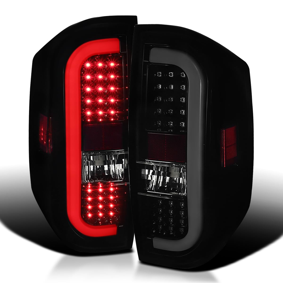 Spec-D Tuning Glossy Black Smoke LED Sequential Tail Lights for 2014-2021 Toyota Tundra - Left & Right Pair Assembly - Upgrade Your Truck's Style & Safety for Night Driving & Off-Road Adventures