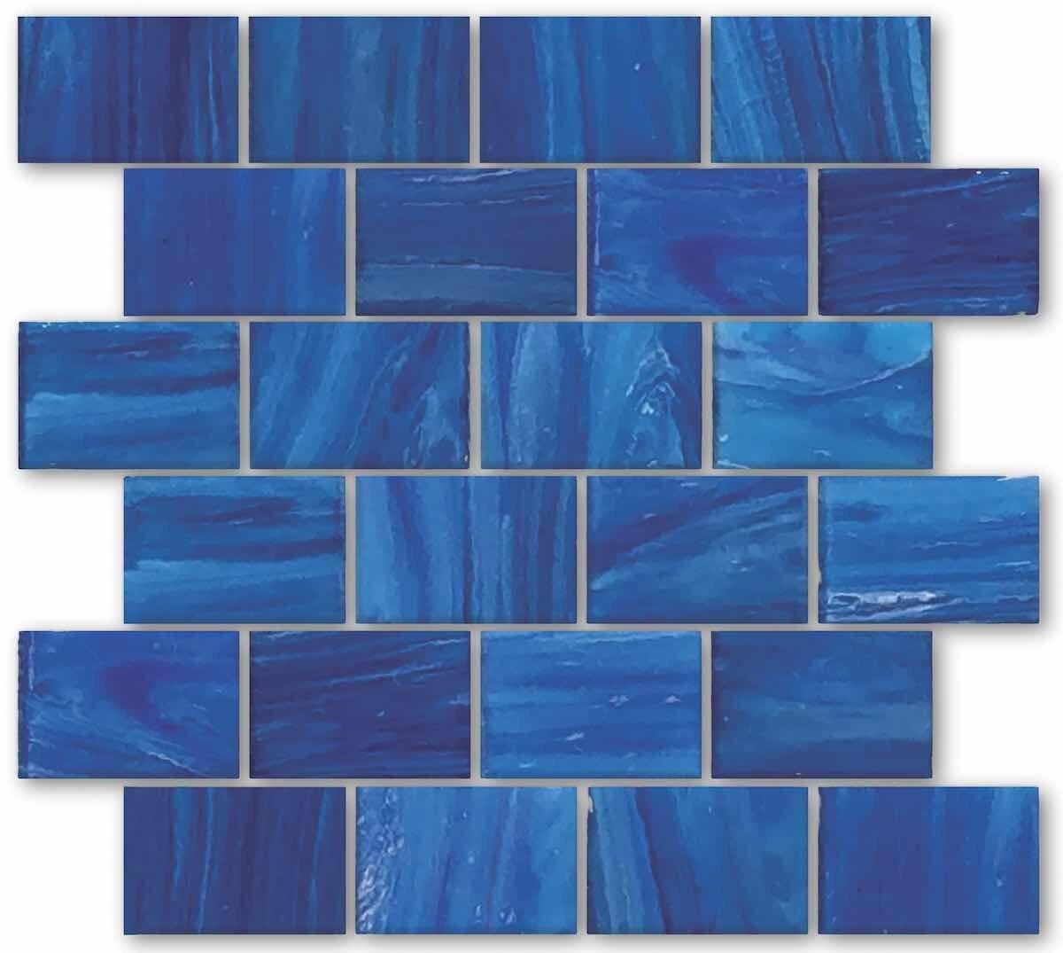 Premium Navy Blue Glass Mosaic Tile 2x3 Inch - Water Resistant Art Tile for Bathroom Backsplash, Pool, and Shower Wall Decor