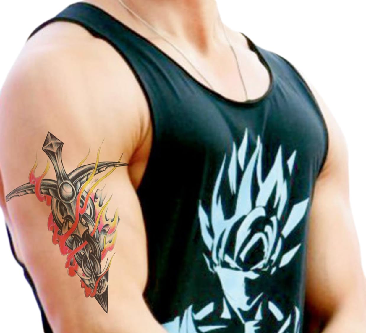 Waterproof Temporary Tattoo Stickers for Men & Women - 3D Realistic Flowers, Butterflies, Stars, Angels, Wolves & Armband Designs (21x15cm) | Perfect for Parties, Festivals, Cosplay & Body Art | HB-303