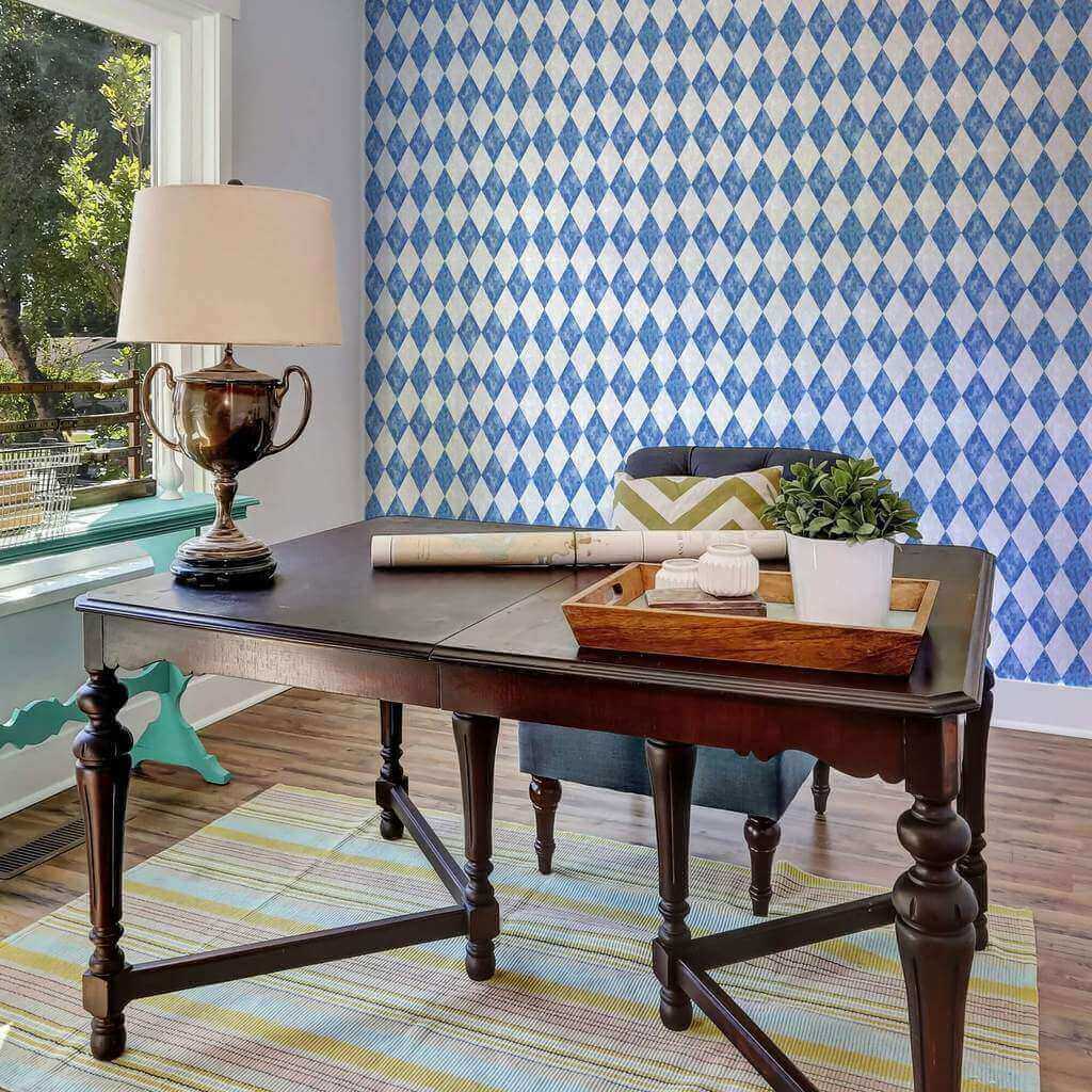 Blue and White Textured Peel and Stick Removable Wallpaper - Self-Adhesive Decorative Wall Covering for Bedroom, Living Room, Nursery & Home Office Decor