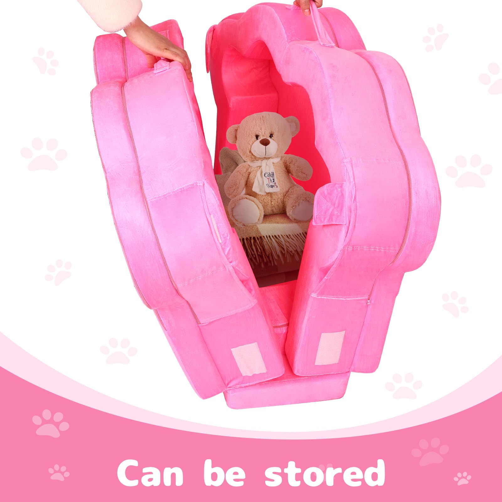 Portable Foldable Toddler Travel Bed for Kids 1-5 Years - Soft, Safe & Lightweight Floor Bed for Home, Camping & Sleepovers (Pink) - Perfect for Indoor, Outdoor & Travel Use