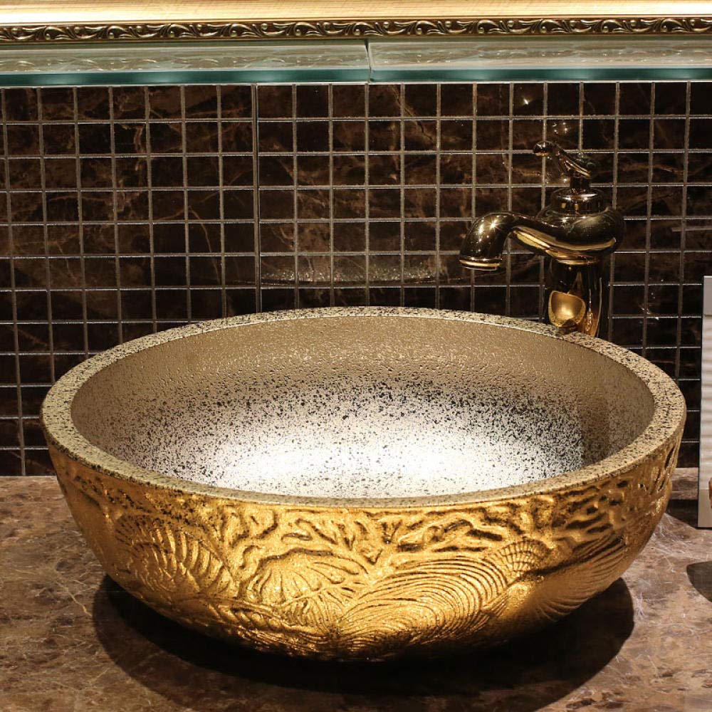 Premium Ceramic Vessel Sink - Round Countertop Bathroom Basin with Above Counter Design | Modern Wash Bowl for Vanity, Powder Room & Guest Bath Decor