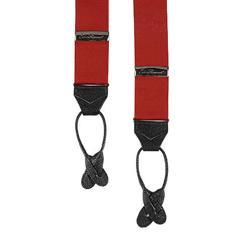 Premium Red Barathea Suspenders for Men - Classic Elastic Braces with Adjustable Clips - Perfect for Formal Wear, Weddings & Vintage Style Outfits