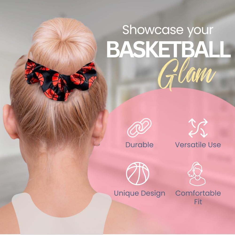 No Crease Premium Velvet Basketball Hair Scrunchies for Girls - Soft Elastic Hair Ties for Sports, Workouts & Gifts - Perfect for Basketball Games, Gym Sessions and Everyday Use