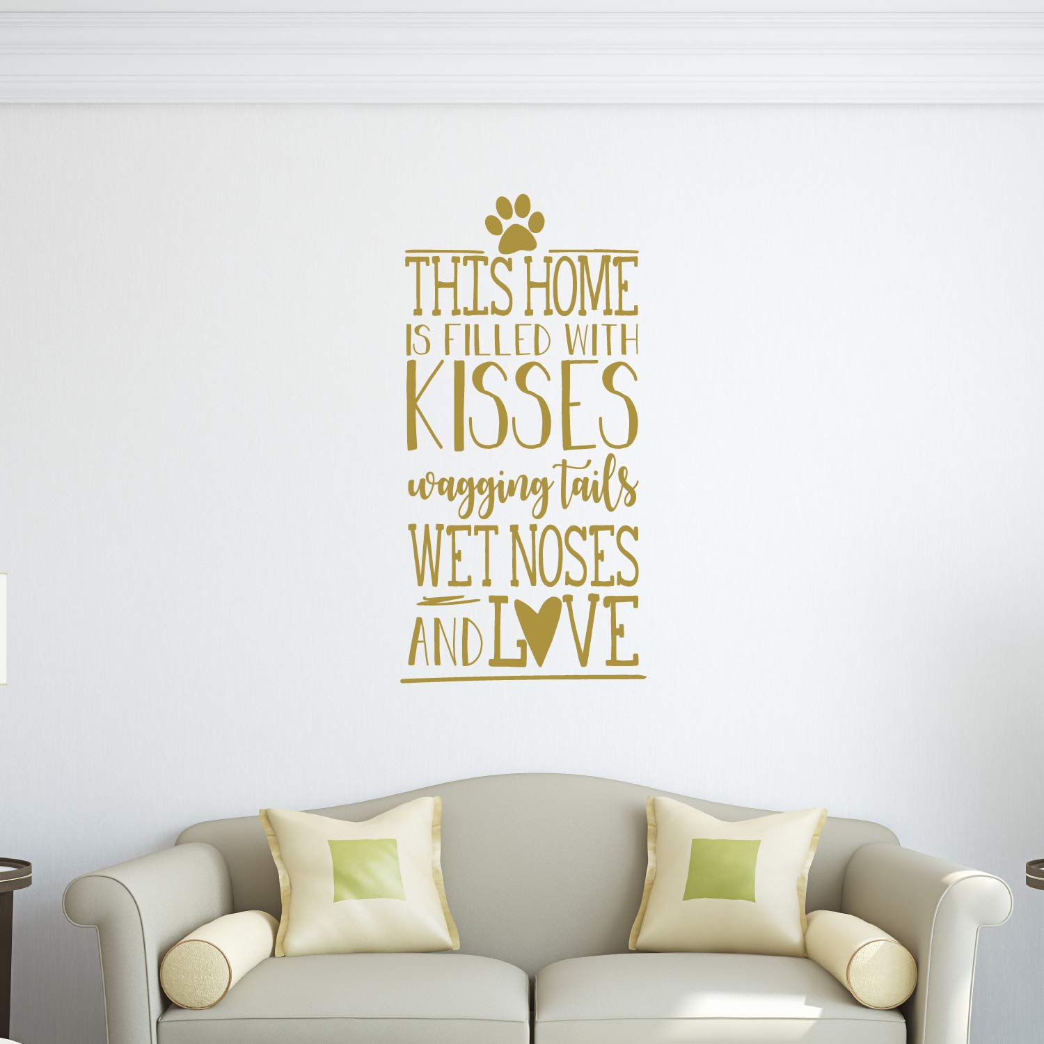 Dog Lover Gifts - Vinyl Wall Decal for Home Decor, Veterinary Clinic & Front Door - 'This Home is Filled with Kisses & Wagging Tails' - Perfect for Pet Owners, Dog Daycare & Animal Shelter Decorations