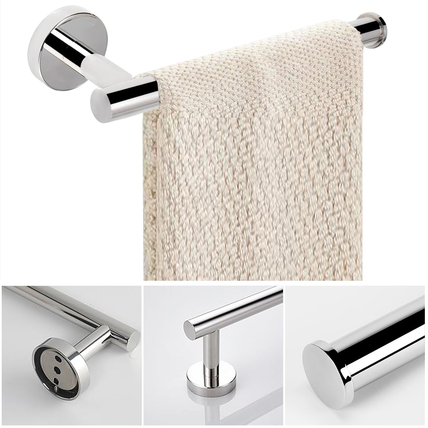 2-Piece Stainless Steel Towel Holder Set - Durable SUS 304 Chrome Towel Ring for Bathroom Wall Mount - Perfect for Kitchen, Bathroom & Guest Room Decor