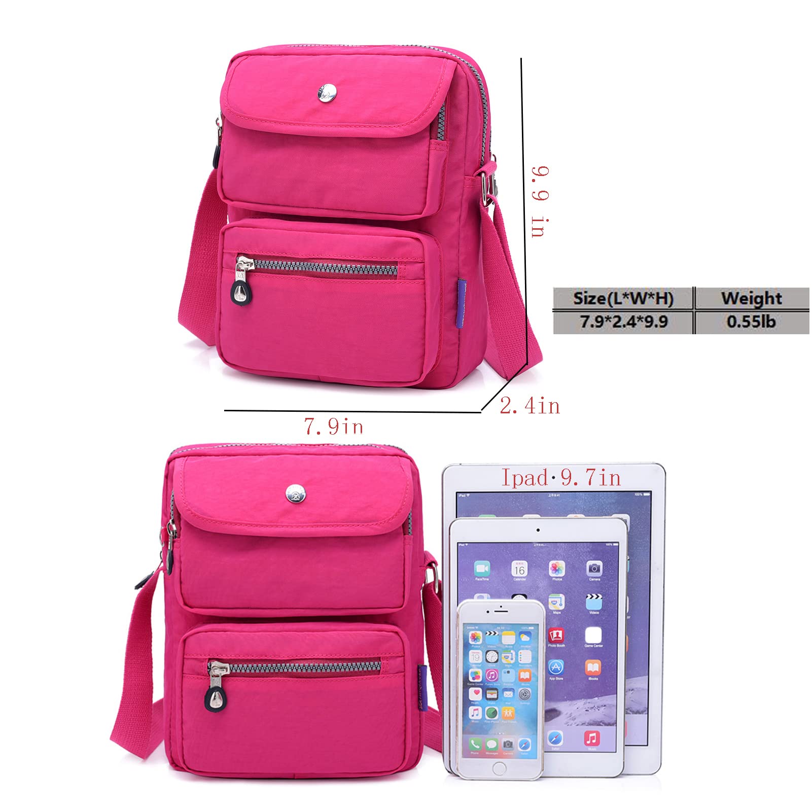 KARRESLY Women's Waterproof Crossbody Bag - Small Nylon Shoulder Purse with Multiple Pockets for Everyday Use, Travel & Shopping