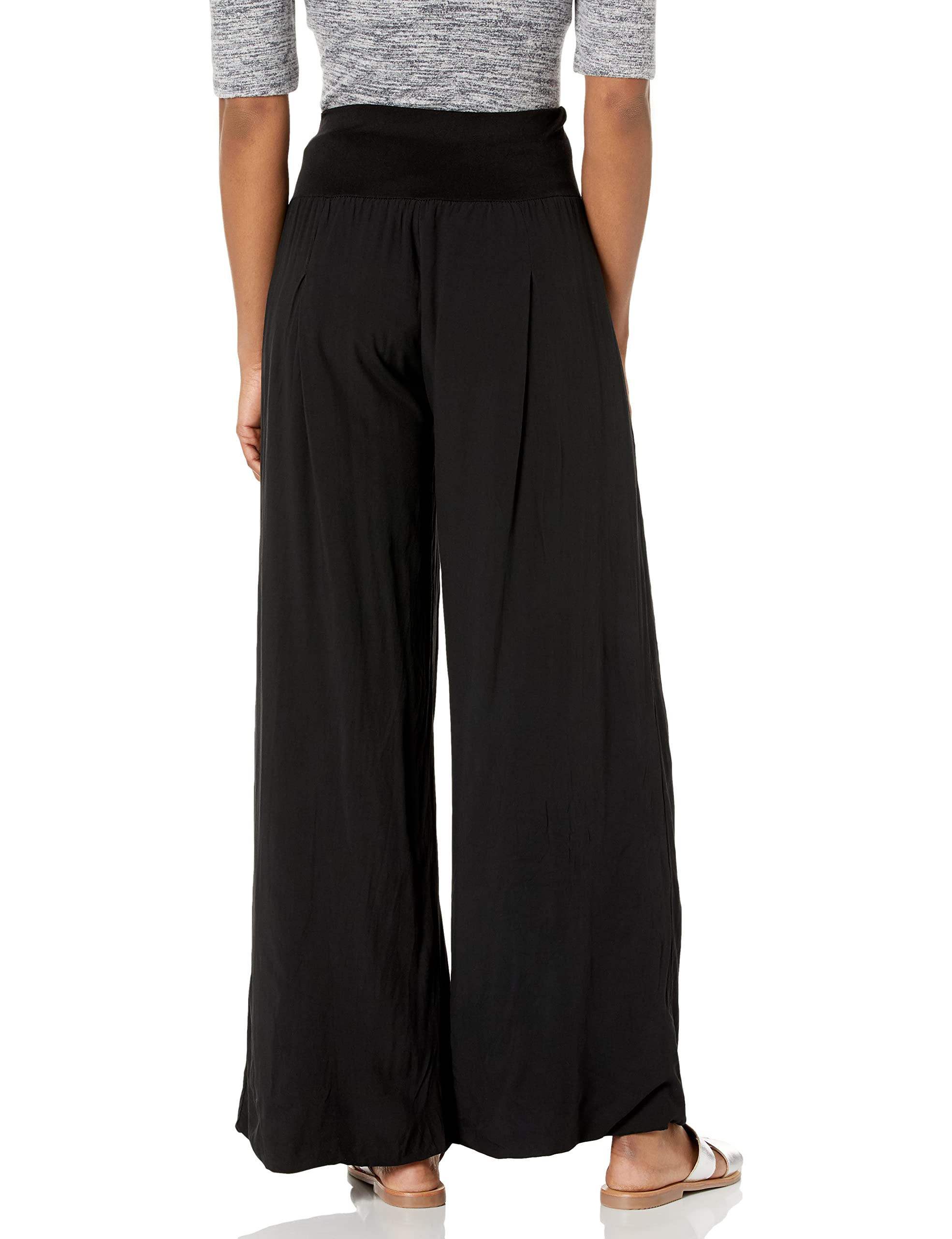 Italian Made Women's Elastic Waist Wide Leg Palazzo Pants - Comfortable & Stylish Maxi Trousers for Work, Travel & Casual Wear