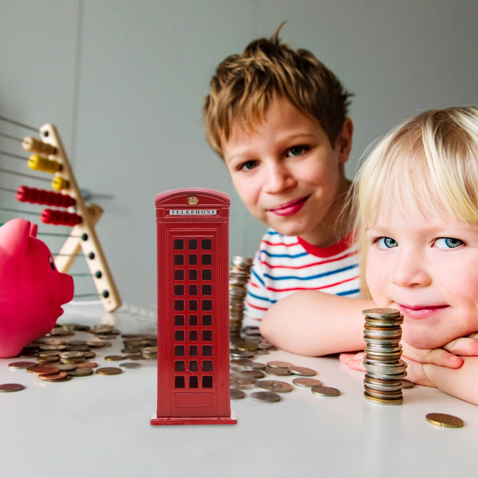 Red Telephone Booth Piggy Bank - London Themed Coin Jar Money Box for Adults & Kids - Perfect for Birthday, New Year Gifts & UK Souvenir Collectors (Home Decor, Office Desk Accessory, Savings Jar)