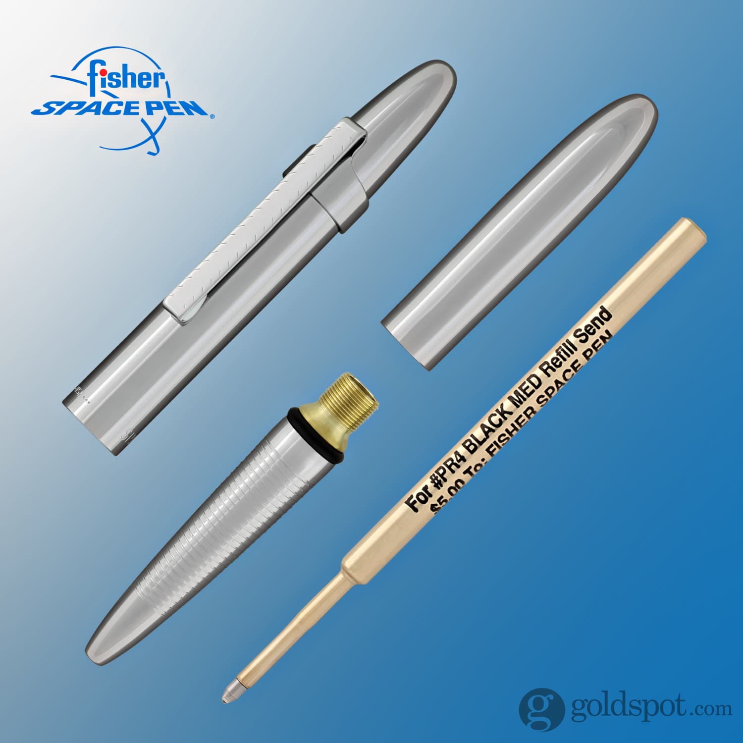 Fisher Space Pen Bullet Ballpoint Pen - Chrome Finish with Clip - Compact & Refillable for Everyday Carry, Outdoor Adventures, and Zero Gravity Writing