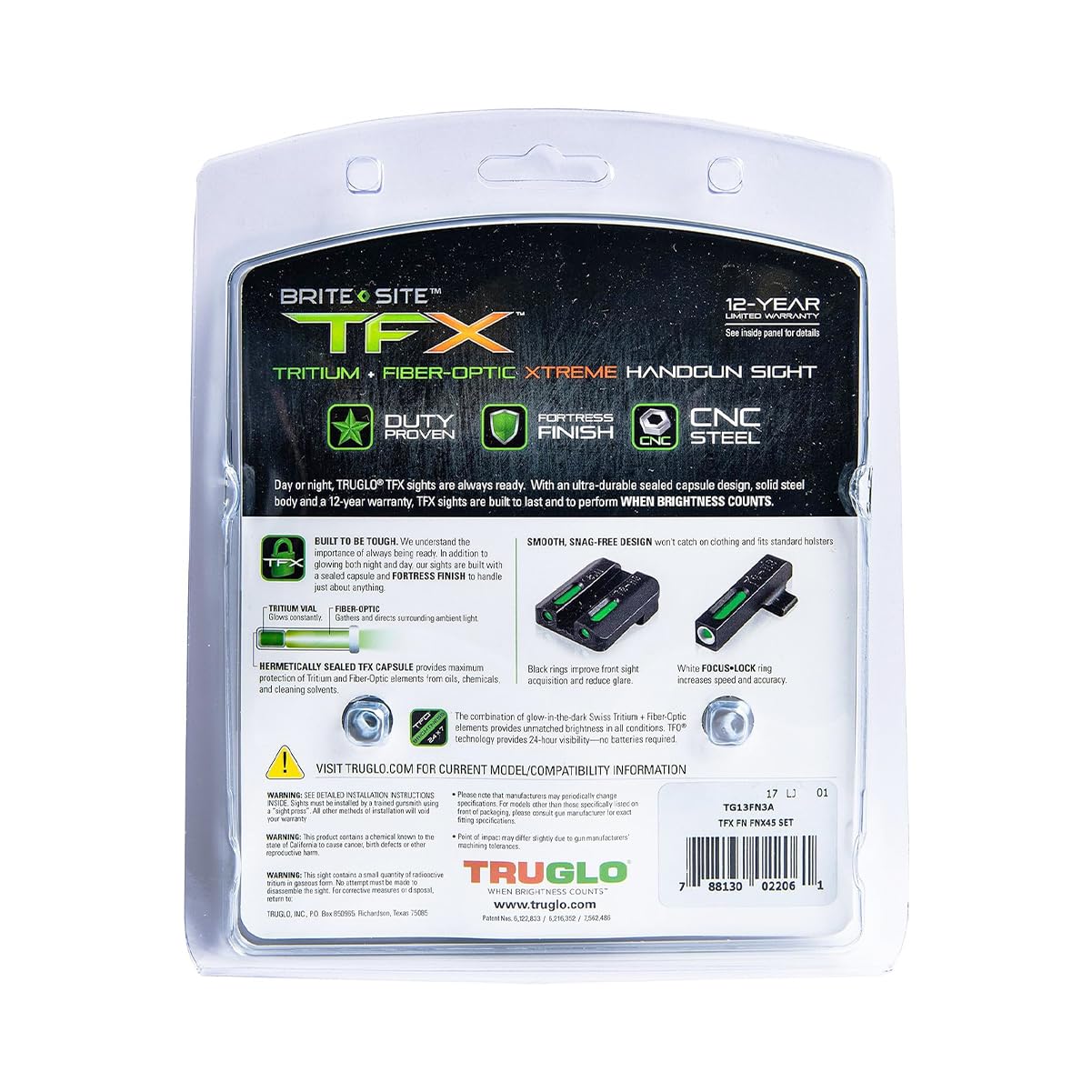 TRUGLO TFX Handgun Sight - Durable Shock-Resistant Compact Tritium & Fiber-Optic Sight for Pistols - Bright Glow for Day & Night Use - Perfect for Home Defense, Tactical Training and Concealed Carry