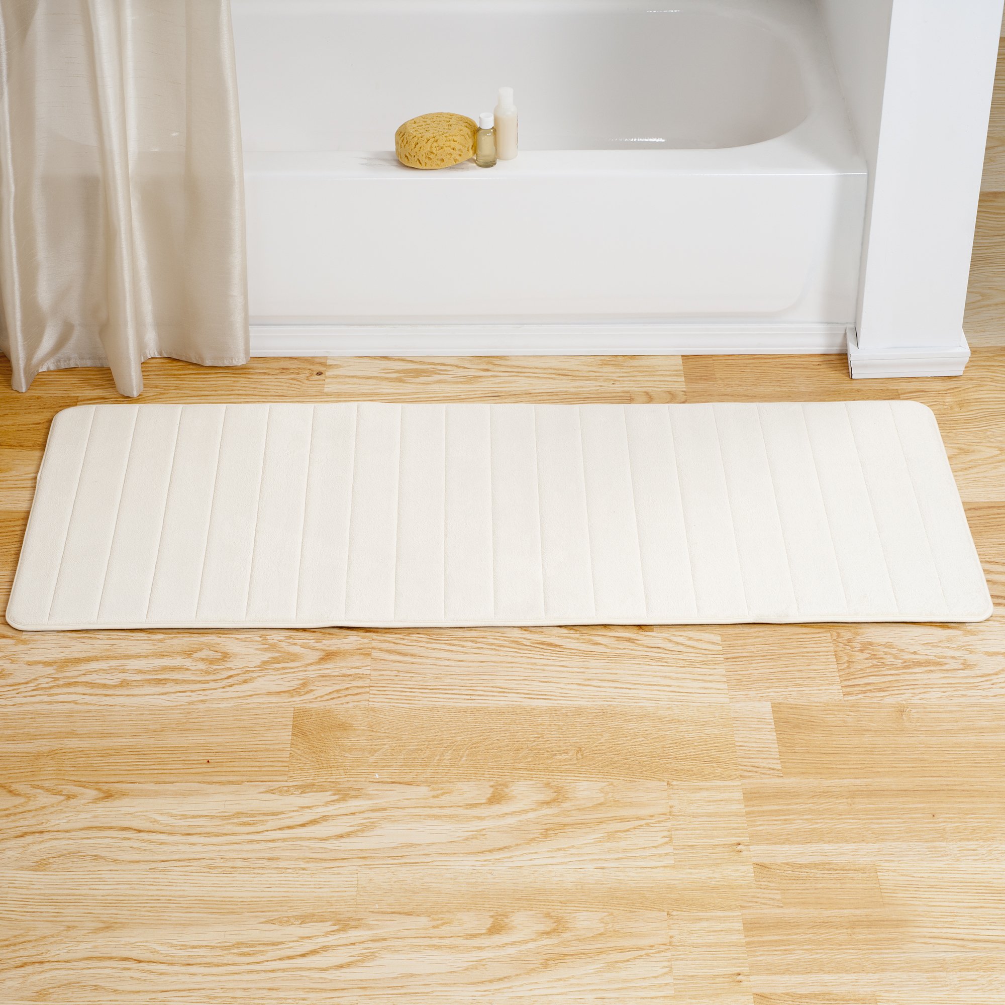 Luxury Oversized Bathroom Rug - Extra Long Memory Foam Bath Mat with Non-Slip Backing | Super Absorbent Shower Mat for Bathroom, Tub & Sink | Soft & Comfortable Bathroom Floor Mat for Home, Spa & Hotel Use (White)