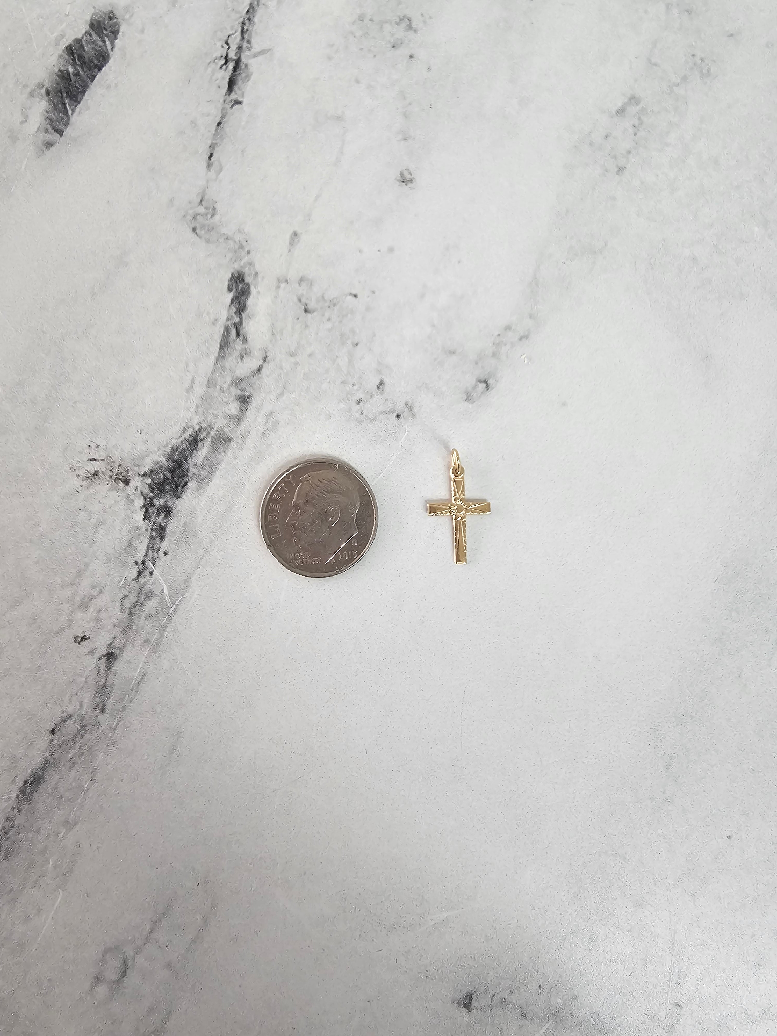 Vintage Style 14k Yellow Gold Cross Pendant with Floral Design - Perfect for Gifts, Weddings & Everyday Elegance