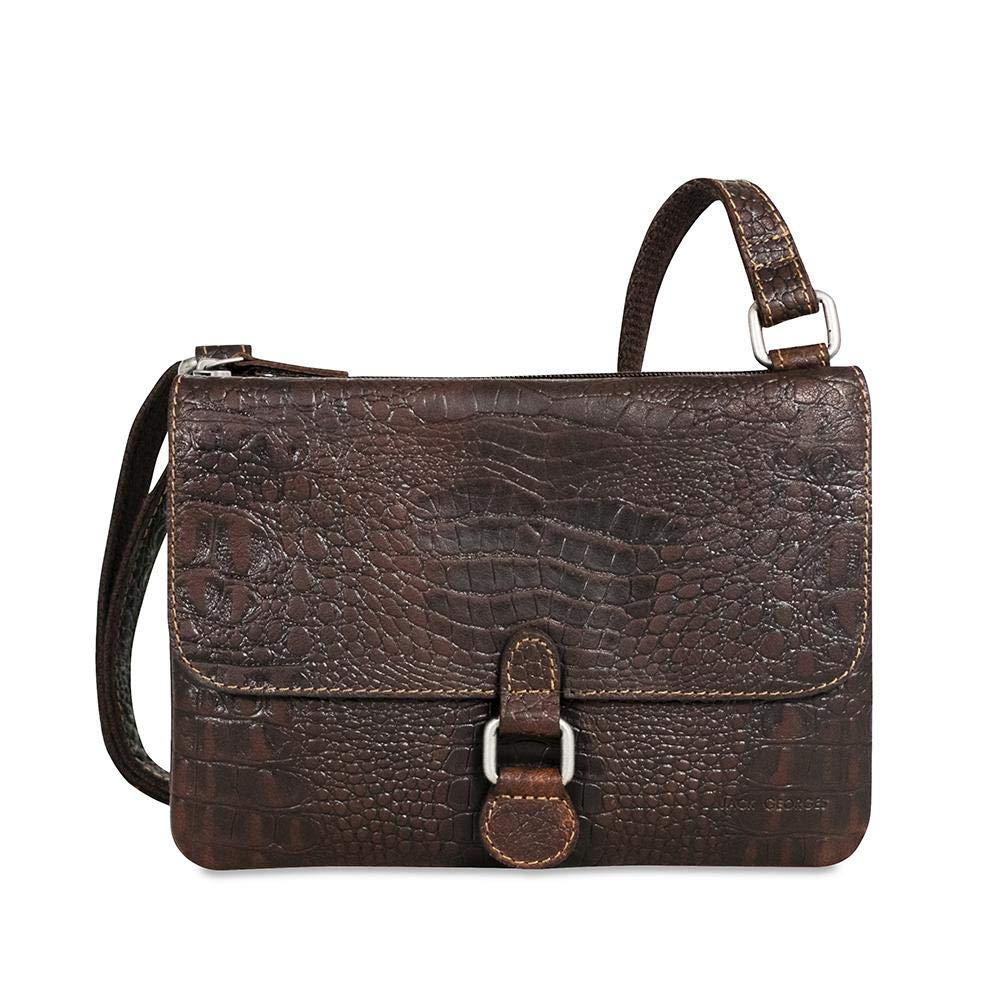 Jack Georges HB672 Hornback Crocodile Leather Wallet on String - Premium Brown Men's Wallet for Everyday Use, Travel & Business