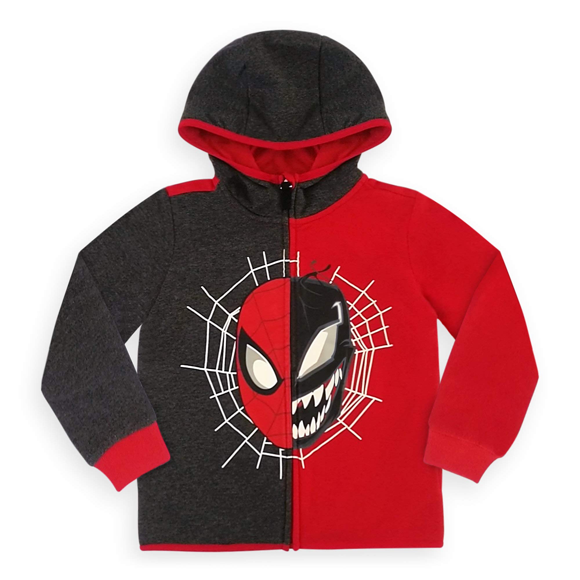 Marvel Spider-Man and Venom Zip Up Hoodie for Boys - Cool Superhero Pullover Jacket for Kids, Halloween Costume & Casual Wear