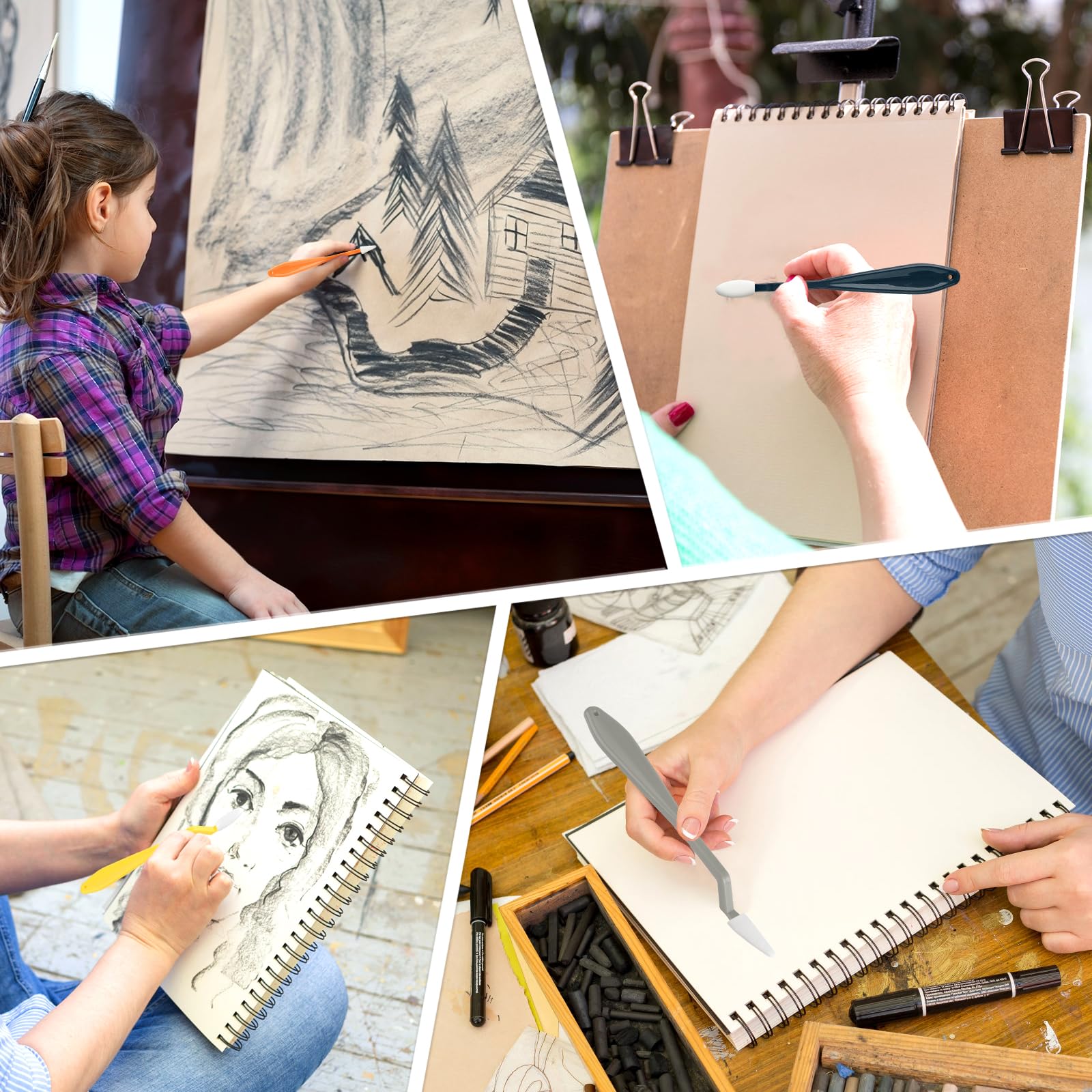 5 Sets 110PCS Professional Sketch Drawing Tools Kit - Blending Stumps, Paper Art Blenders, Wipe Scrapers & Rub Sponge for Artists - Perfect for Pencil Sketching, Shading & Blending Techniques (Ideal for Beginners & Professionals)